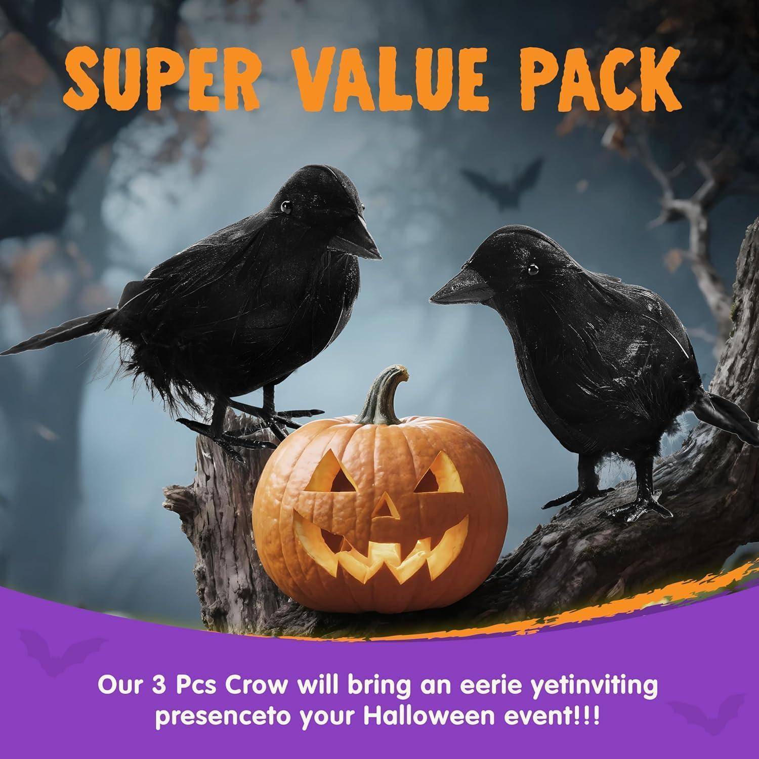 Krähe Rabe Vogel Halloween Deko Spukhaus Friedhof 3