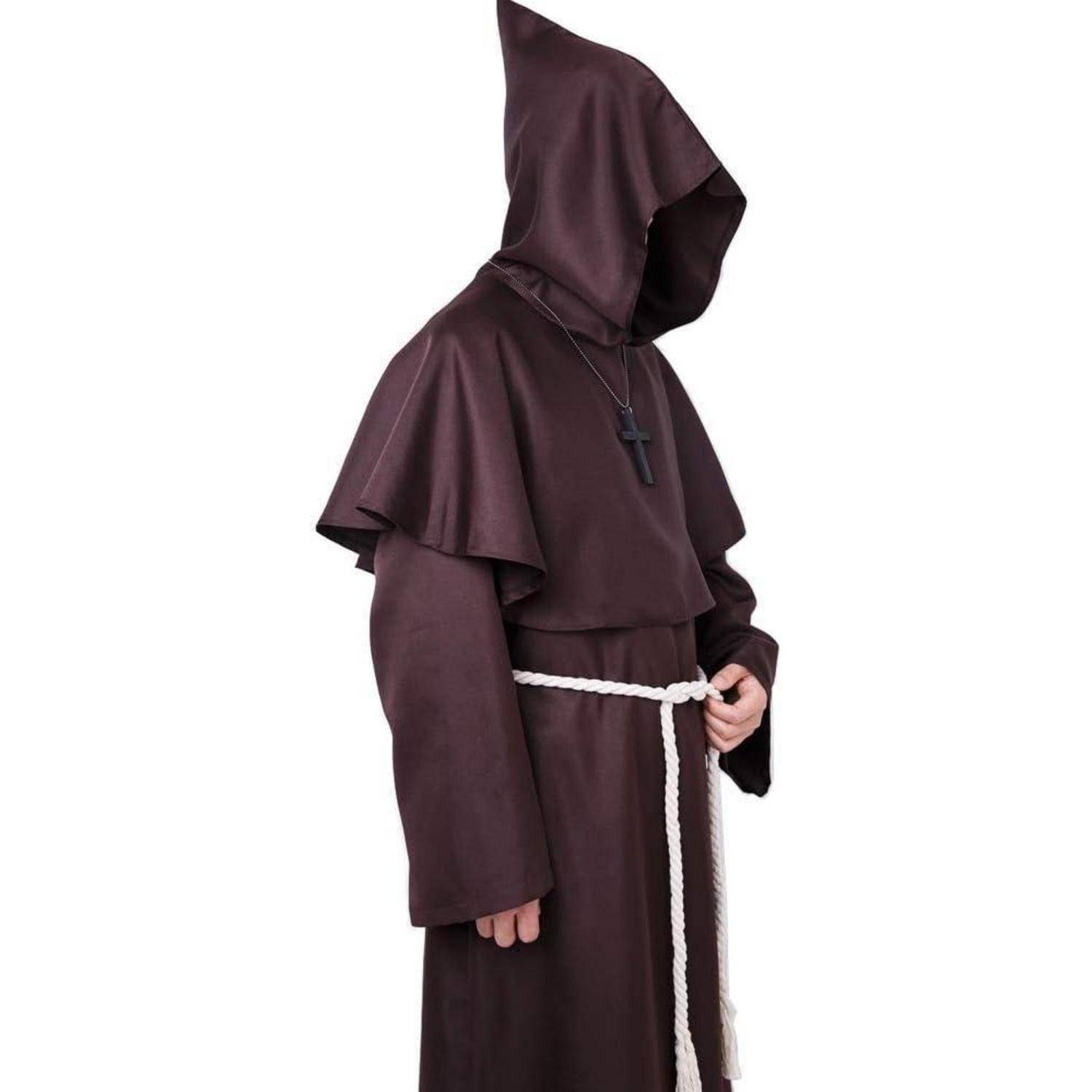 Mönchskutte Robe Kostüm Kapuze Herren Braun M