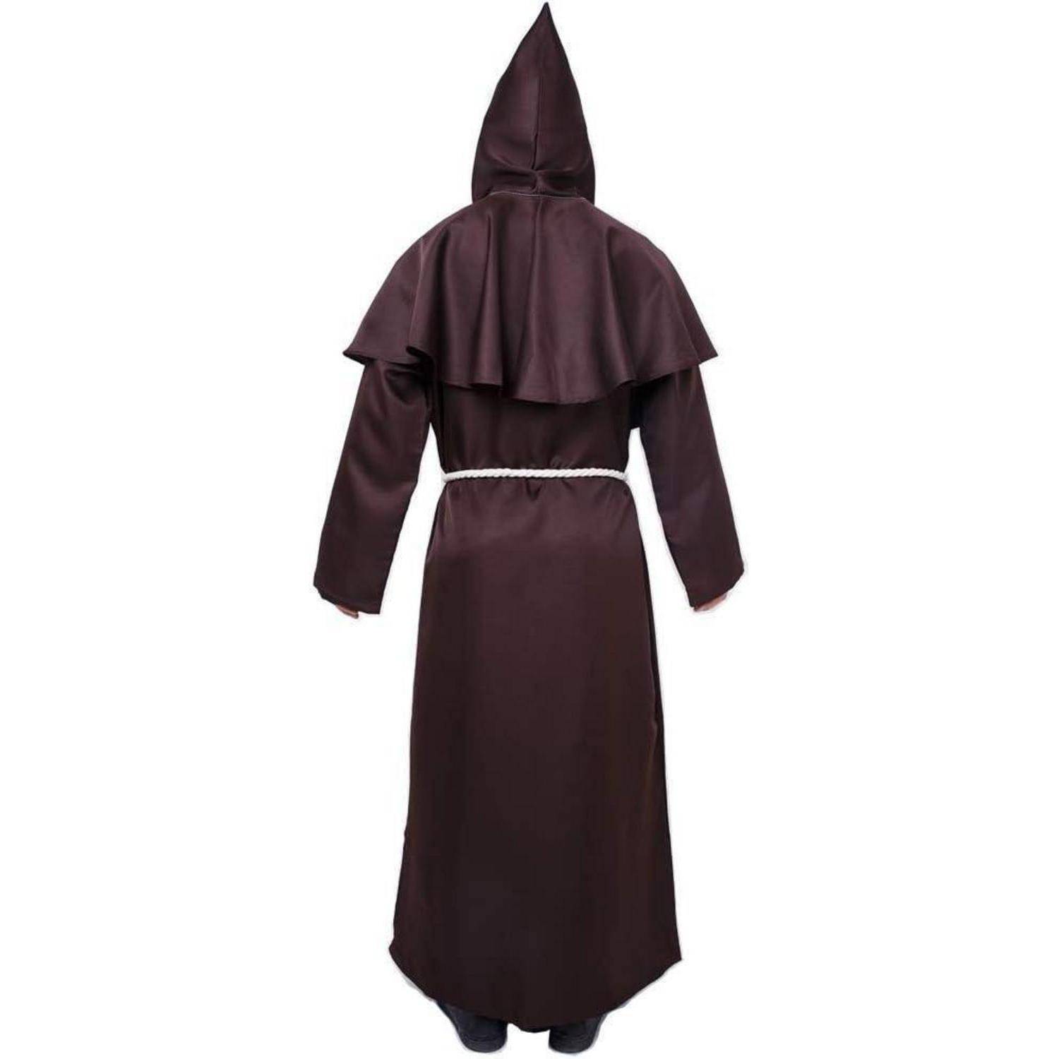 Mönchskutte Robe Kostüm Kapuze Herren Braun M