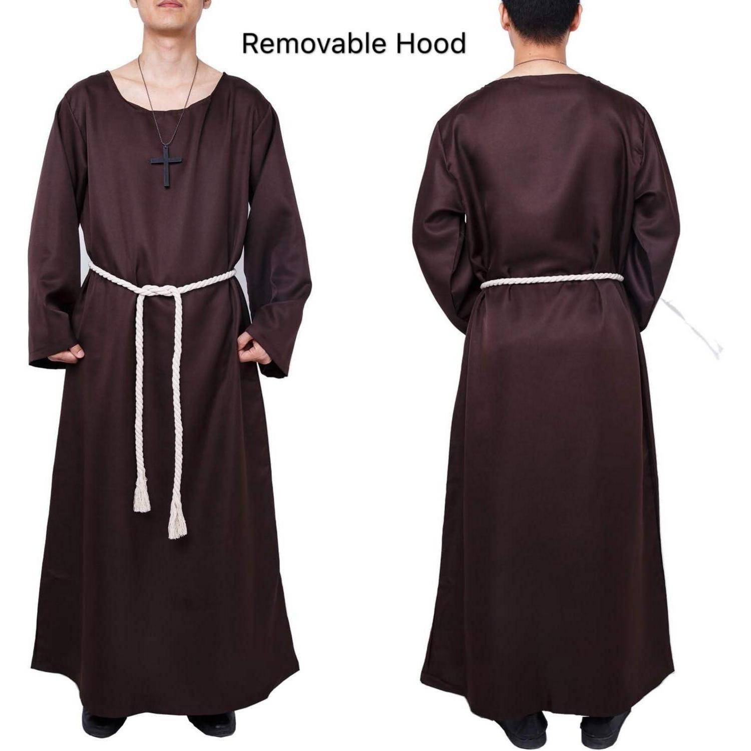 Mönchskutte Robe Kostüm Kapuze Herren Braun M