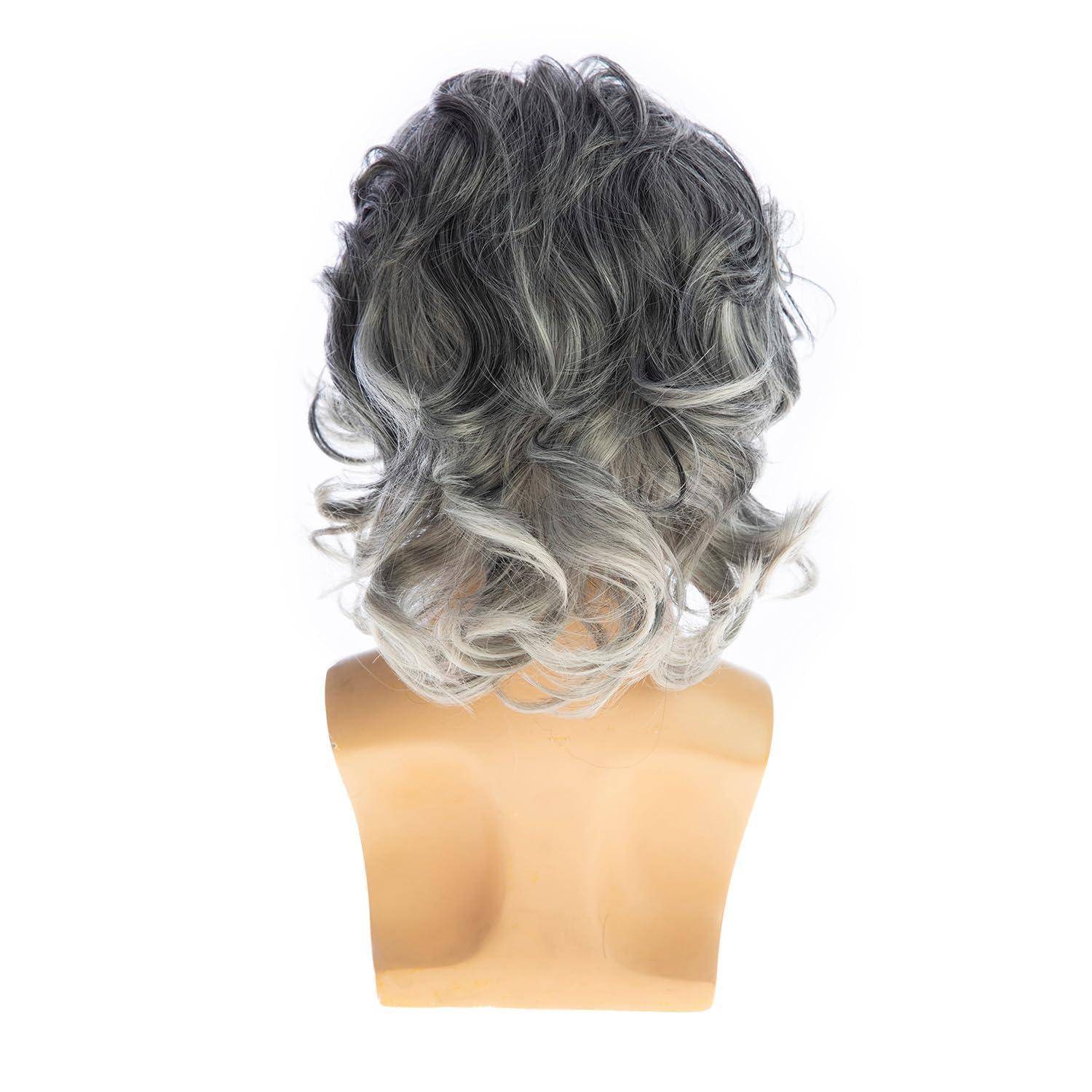Perücke Herren kurz wellig synthetisch Cosplay Halloween Grau