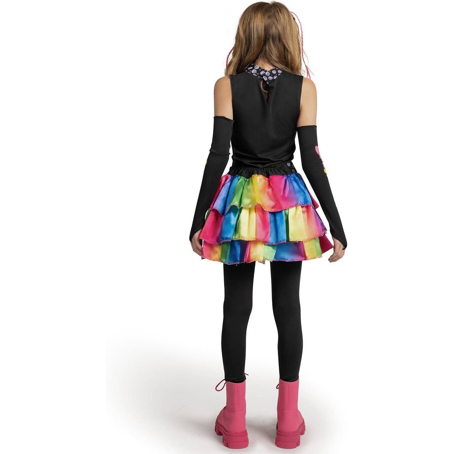 Kostüm Mädchen Punky Skelett Haarverlängerung Large (10-12 yrs)
