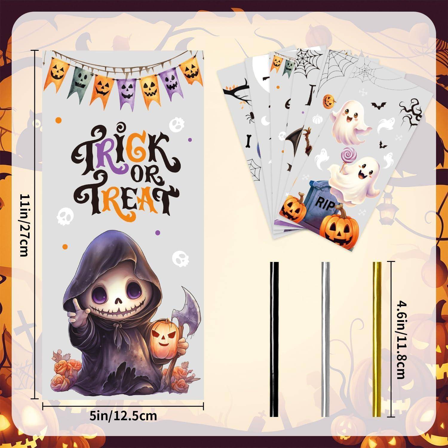 Cellophantüten 120 Bindebänder Halloween Süßigkeiten 5