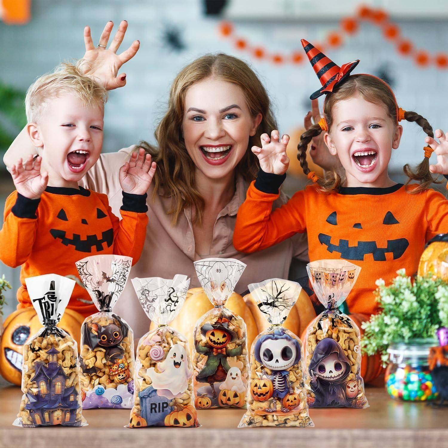 Cellophantüten 120 Bindebänder Halloween Süßigkeiten 5