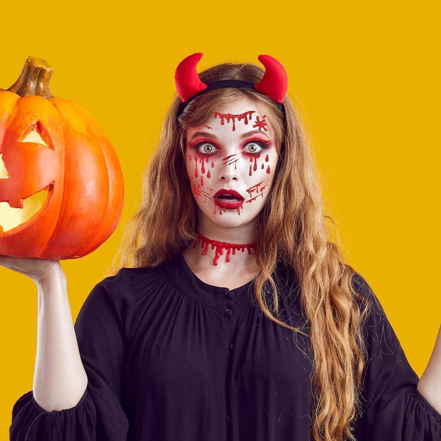 Tattoo temporäre 4 Bogen Halloween Gesicht Wunde Karneval Narben