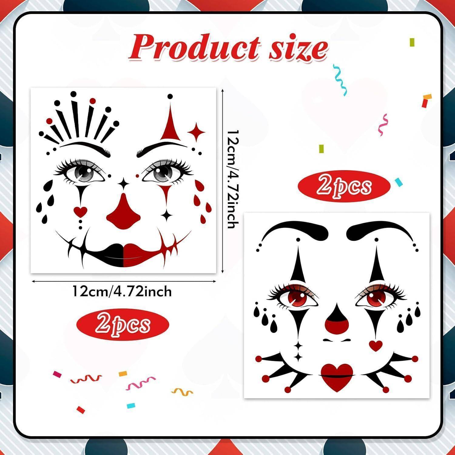 Gesichtstattoo Pantomime Clown Temporäre Aufkleber Karneval Rot