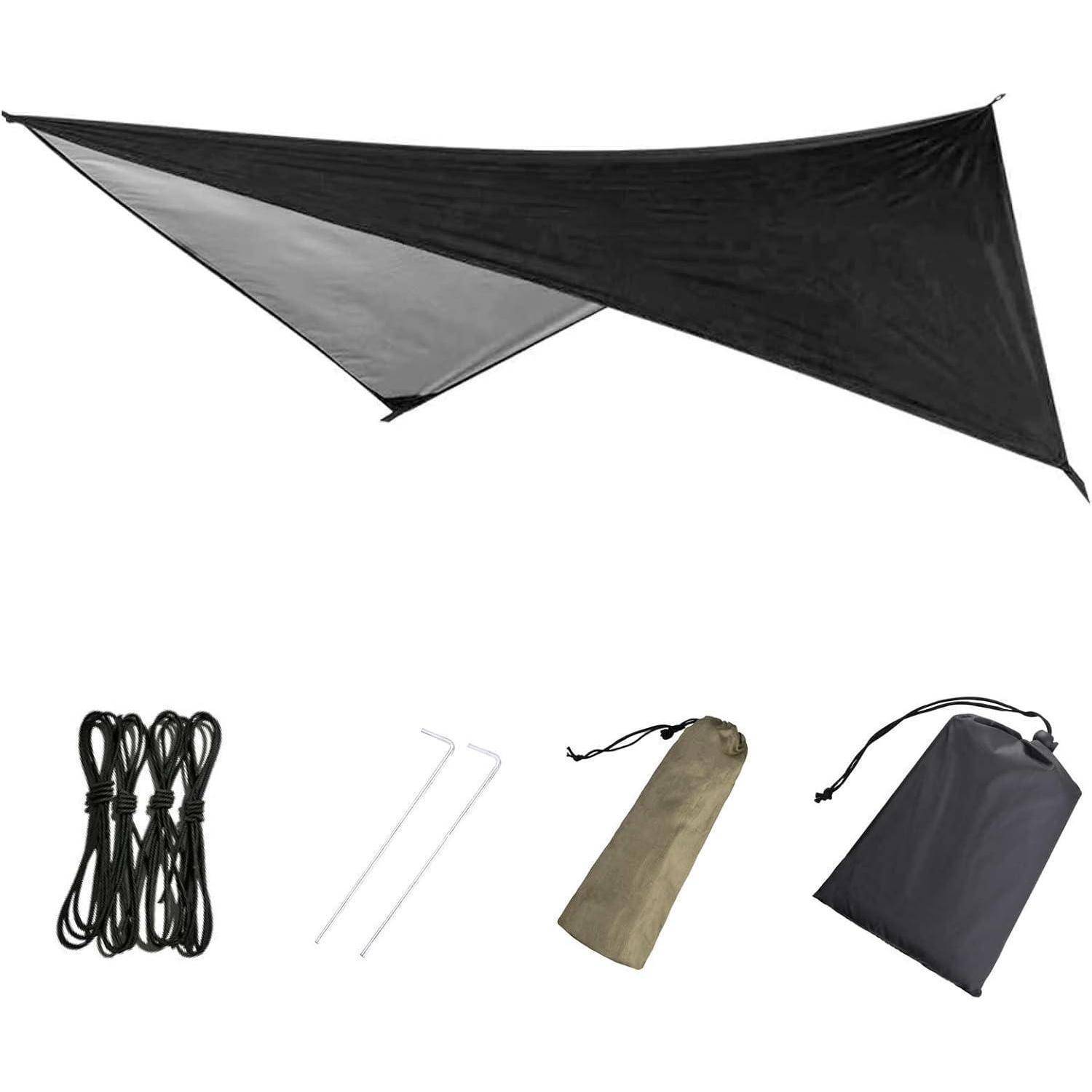 Zeltplane Tarp Hängematte Wasserdicht 01 Schwarz 2,3 x 1,4 m