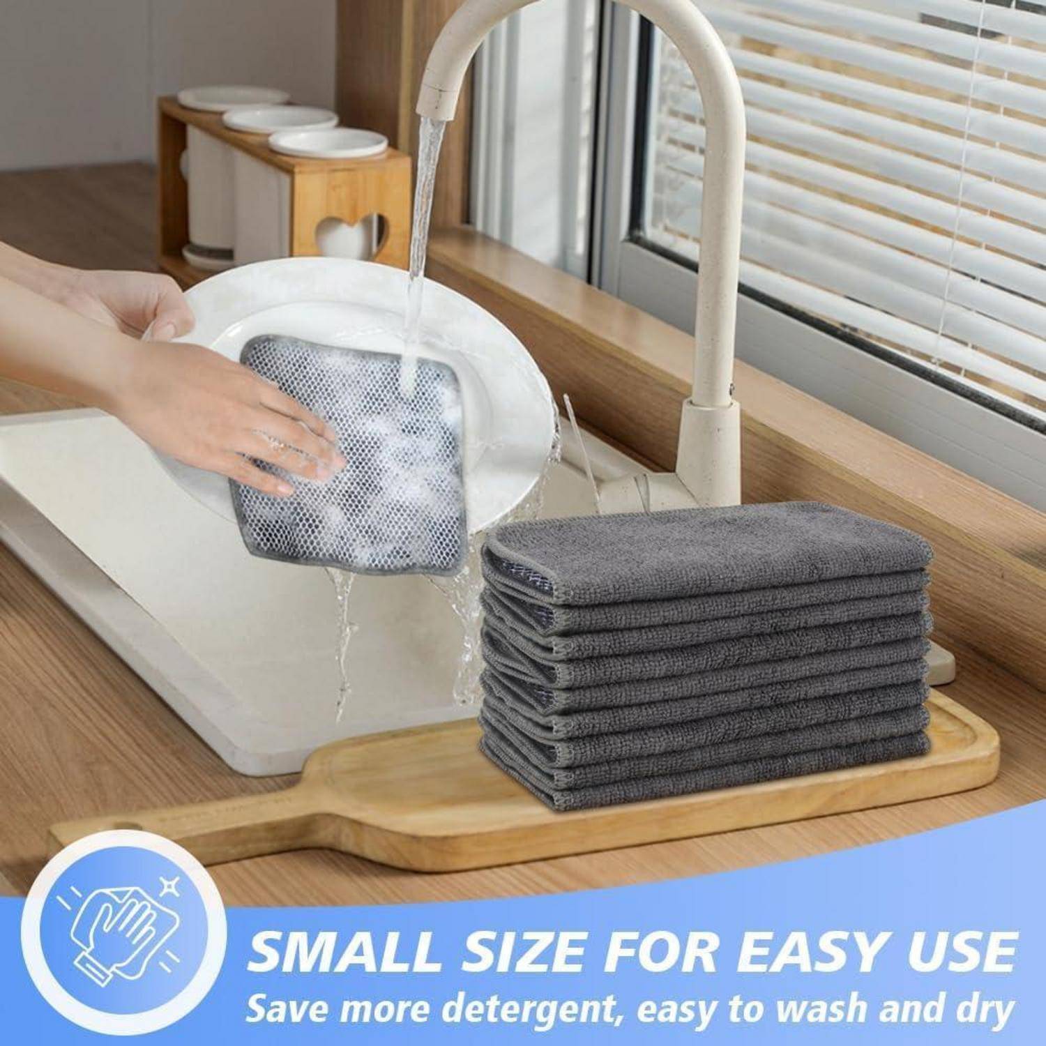 Spültücher Mikrofaser Polyscheuerseite Grau 7inchx7inch 9 Pack