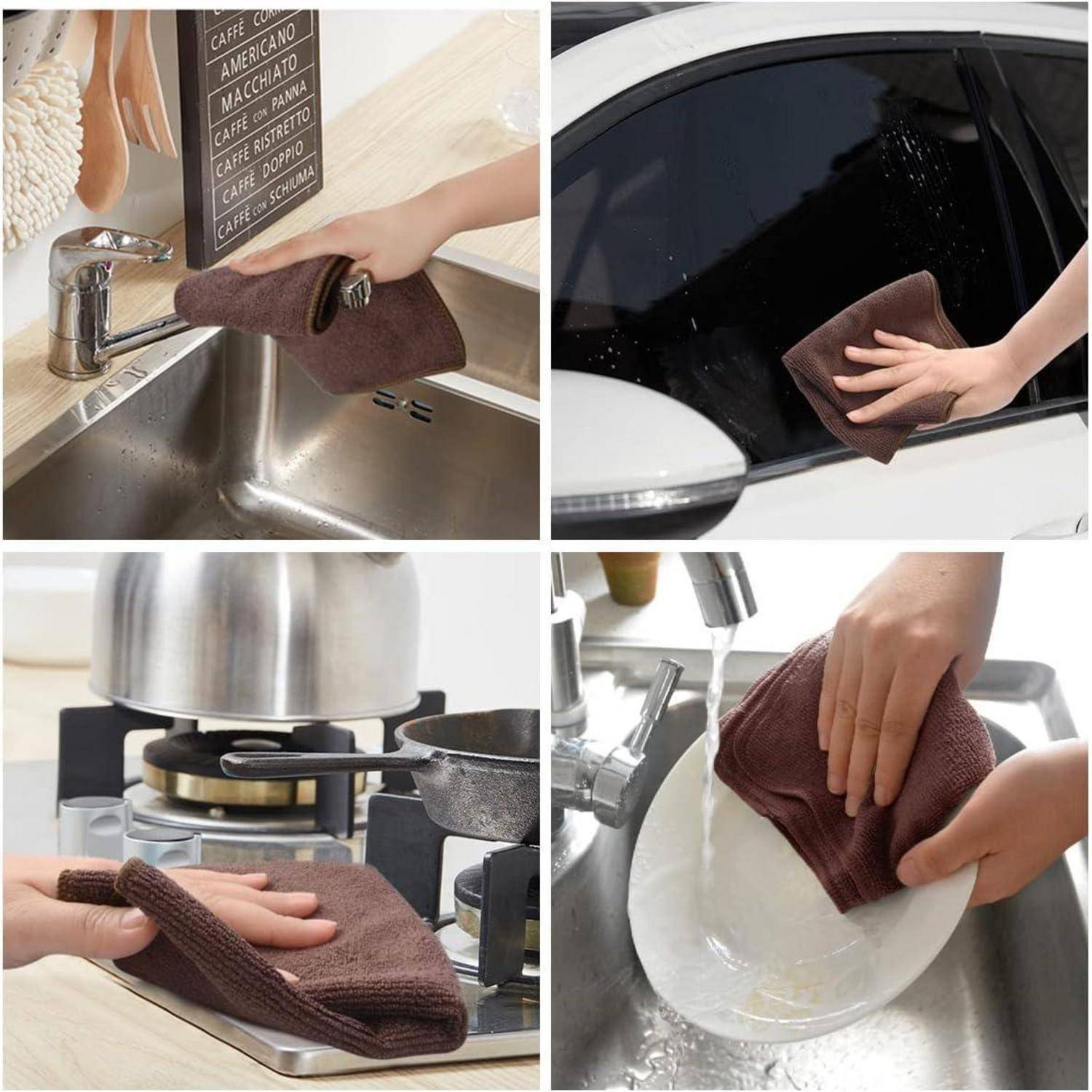 Mikrofasertuch Barista 6 Stück schwarz 30x30cm Braun 30 x 30 cm 10pack