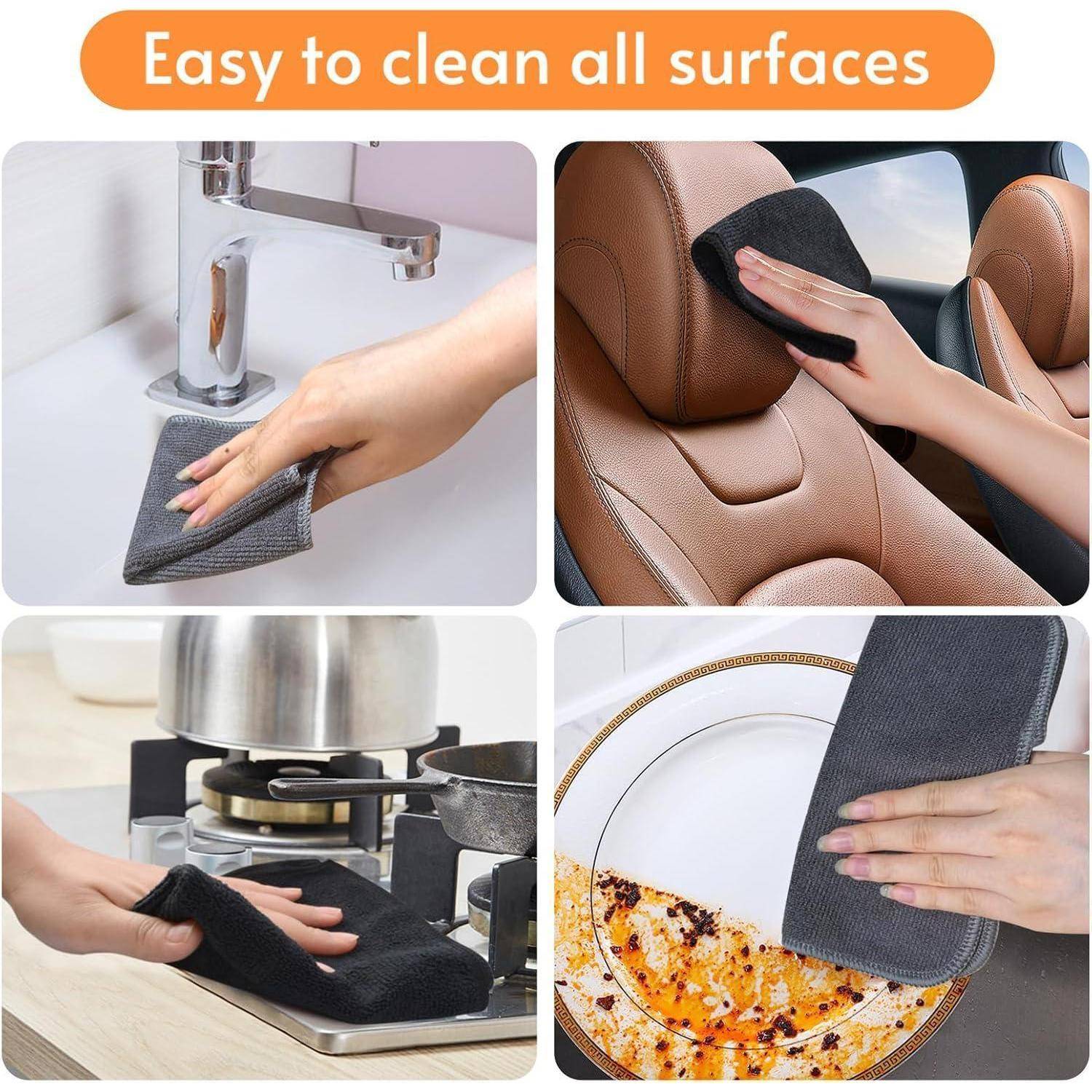 Mikrofasertücher Putzlappen Spüllappen Schwarz+grau 20 x 20 cm 10pack