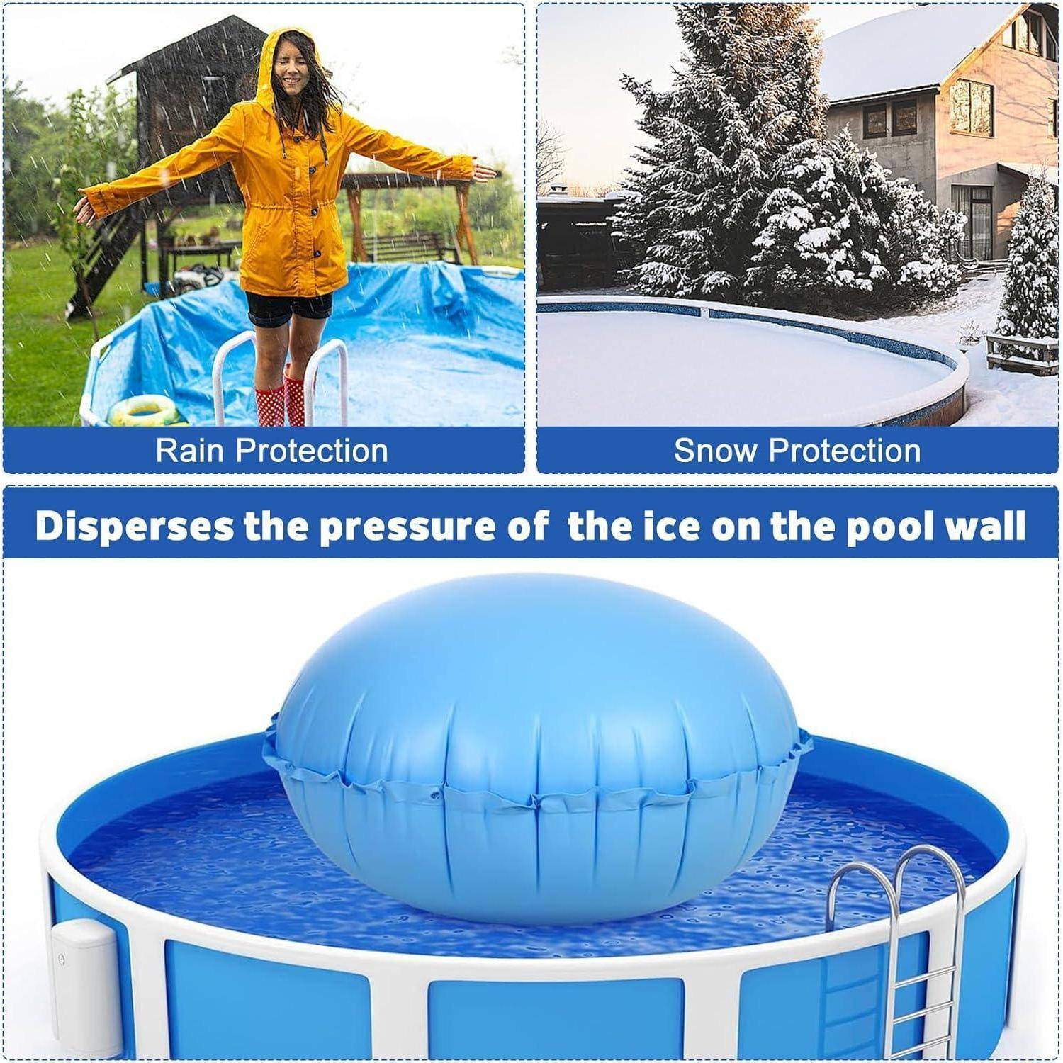 Poolkissen Rund 120x120cm Luftkissen Winter Abdeckplane 2 Stück