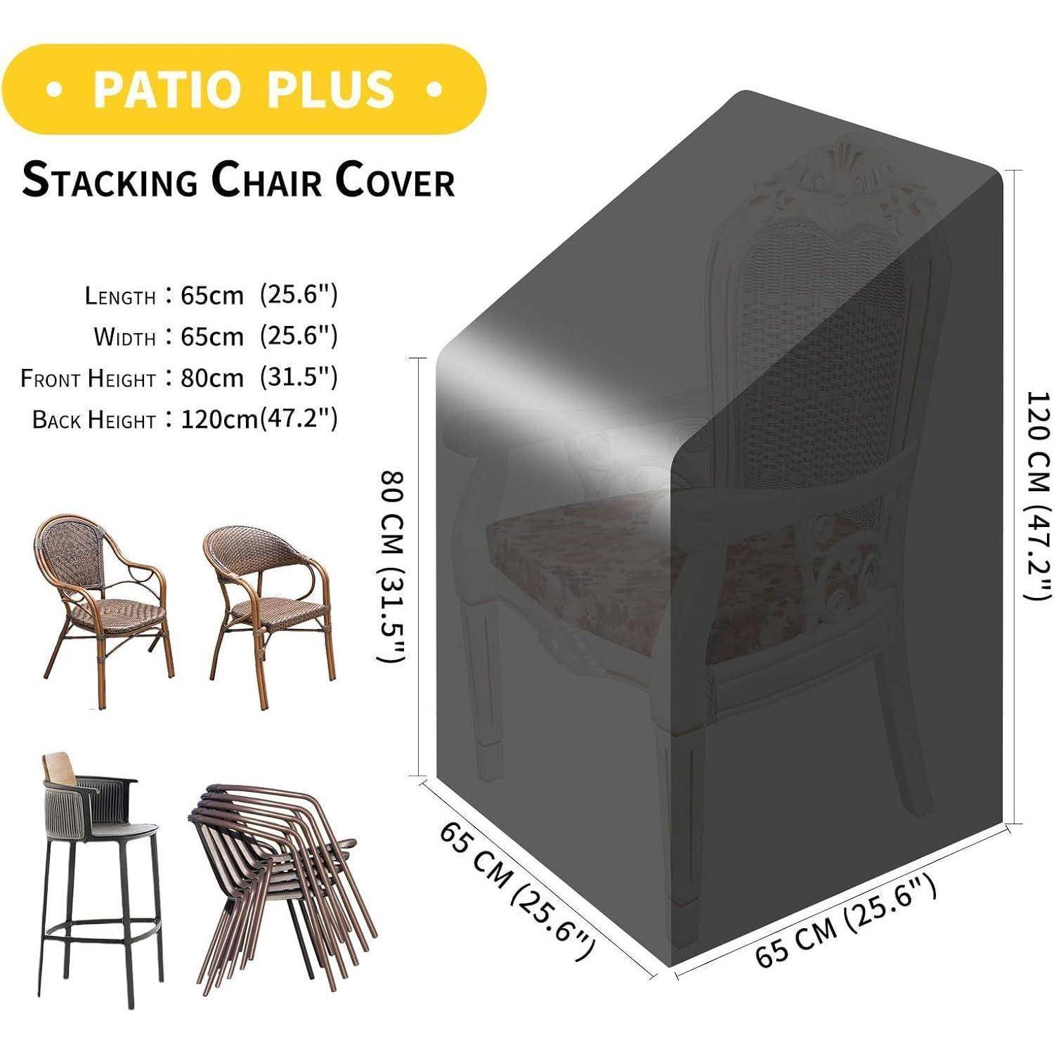 Stapelstuhl Abdeckung Garten wasserdicht 600D,65x65x80 120cm Schwarz