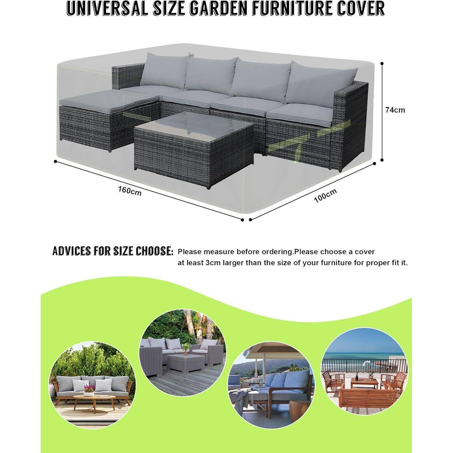 Abdeckhaube Gartenmöbel 420D wasserdicht UV Belüftung 160x100x74cm