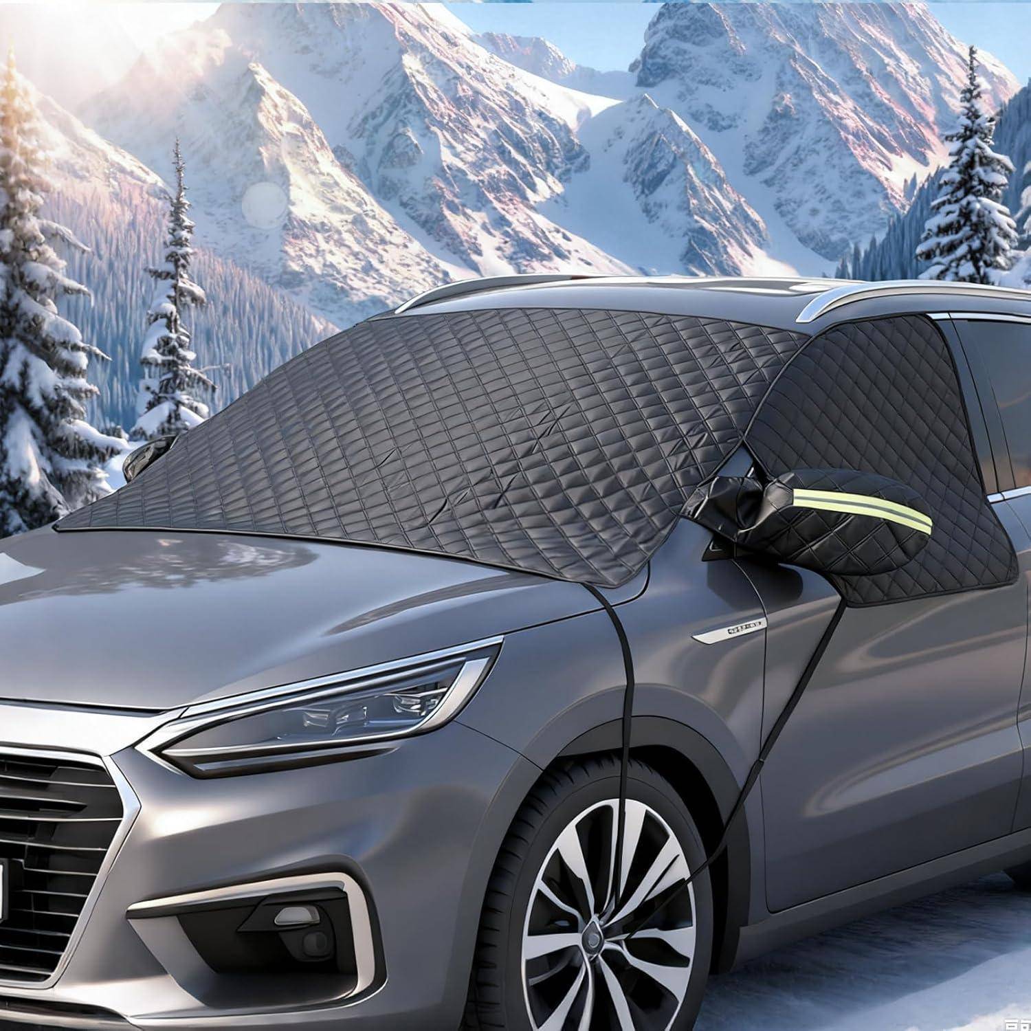 Frontscheibenabdeckung Auto Winter Seitenspiegel Frost Eis Schwarz