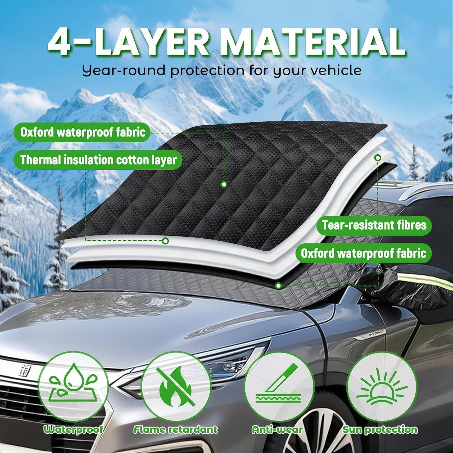 Frontscheibenabdeckung Auto Winter Seitenspiegel Frost Eis Schwarz