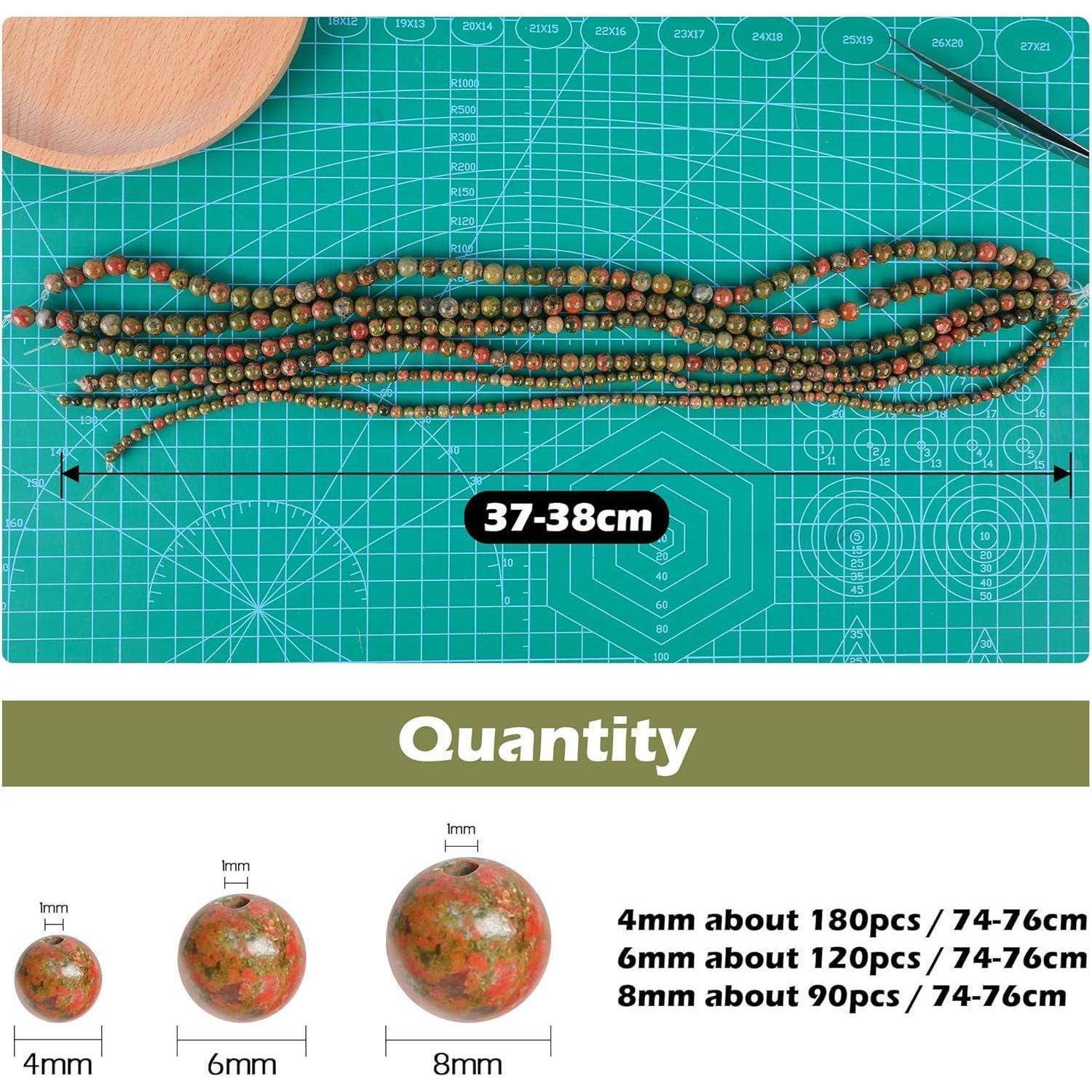 Perlen Unakit Edelsteine 4mm 180 Stück Armbänder Unakit 4mm