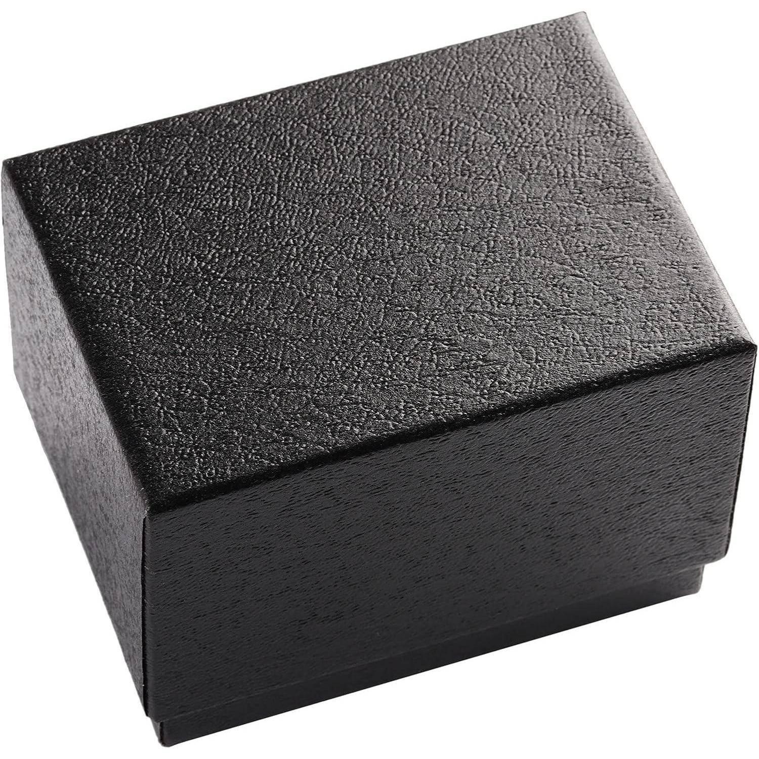 Schwarze strukturierte Box, geschlossen, mit einem nahtlosen Deckel.