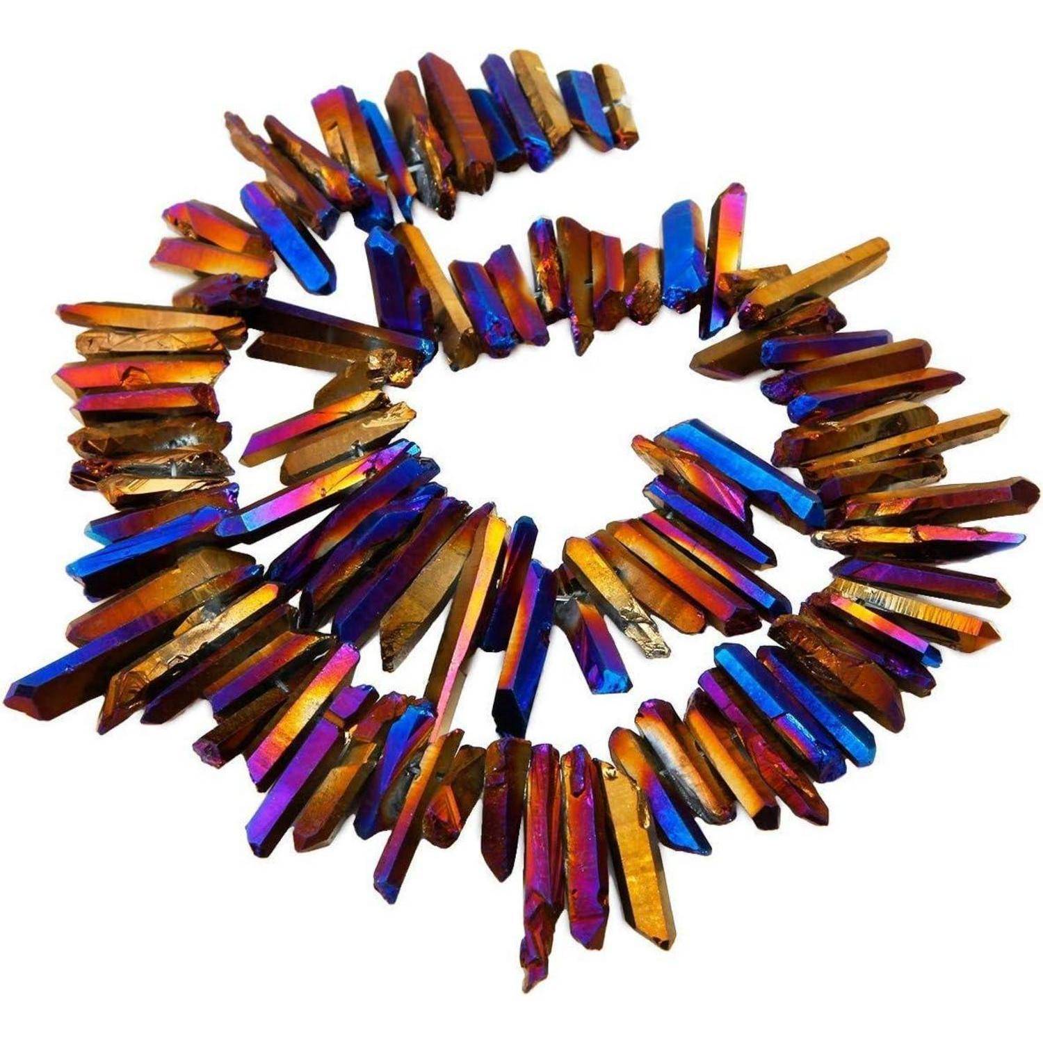 Perlen Quarz Kristallpunkt Regenbogen Lila grob 12mm 35mm Perlen