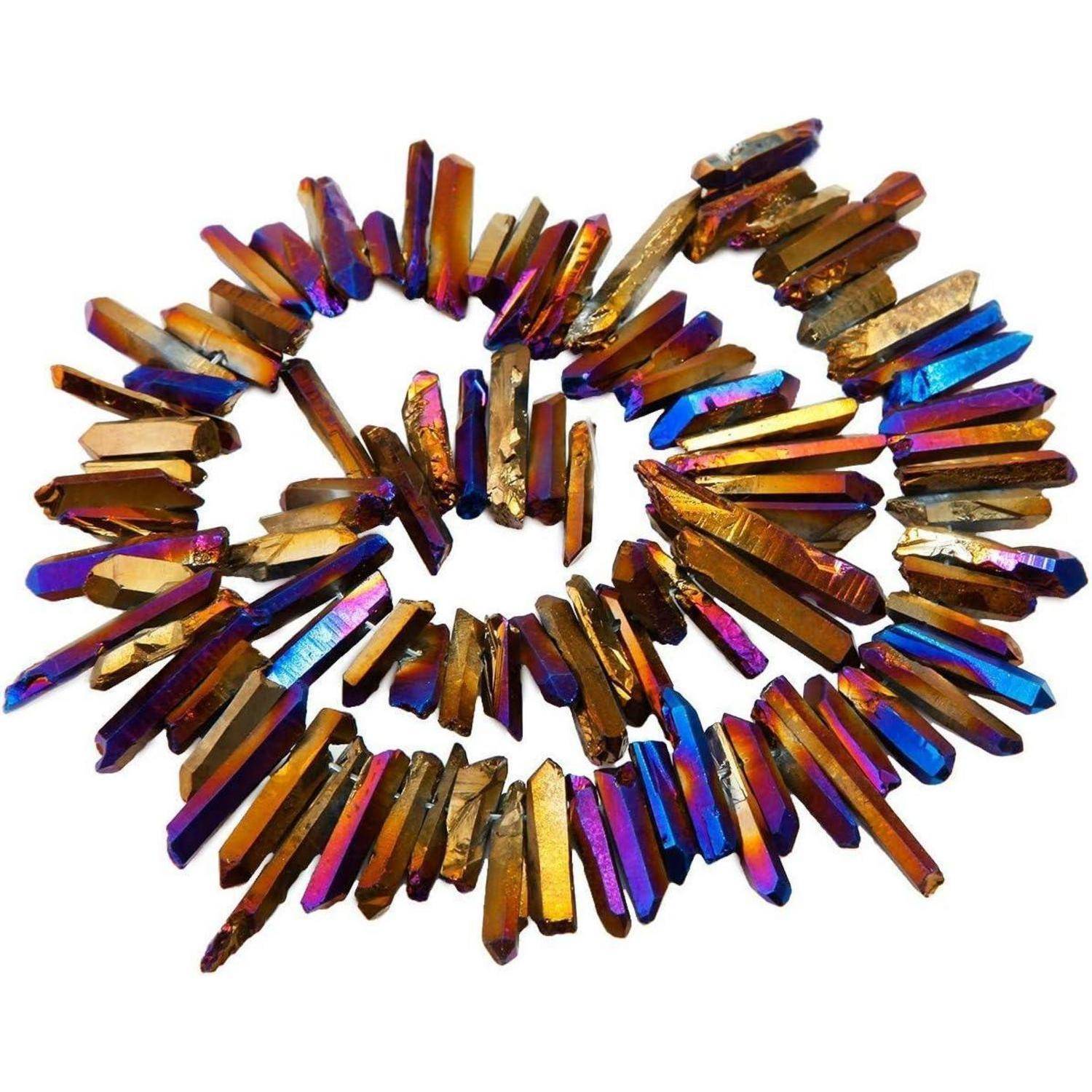 Perlen Quarz Kristallpunkt Regenbogen Lila grob 12mm 35mm Perlen