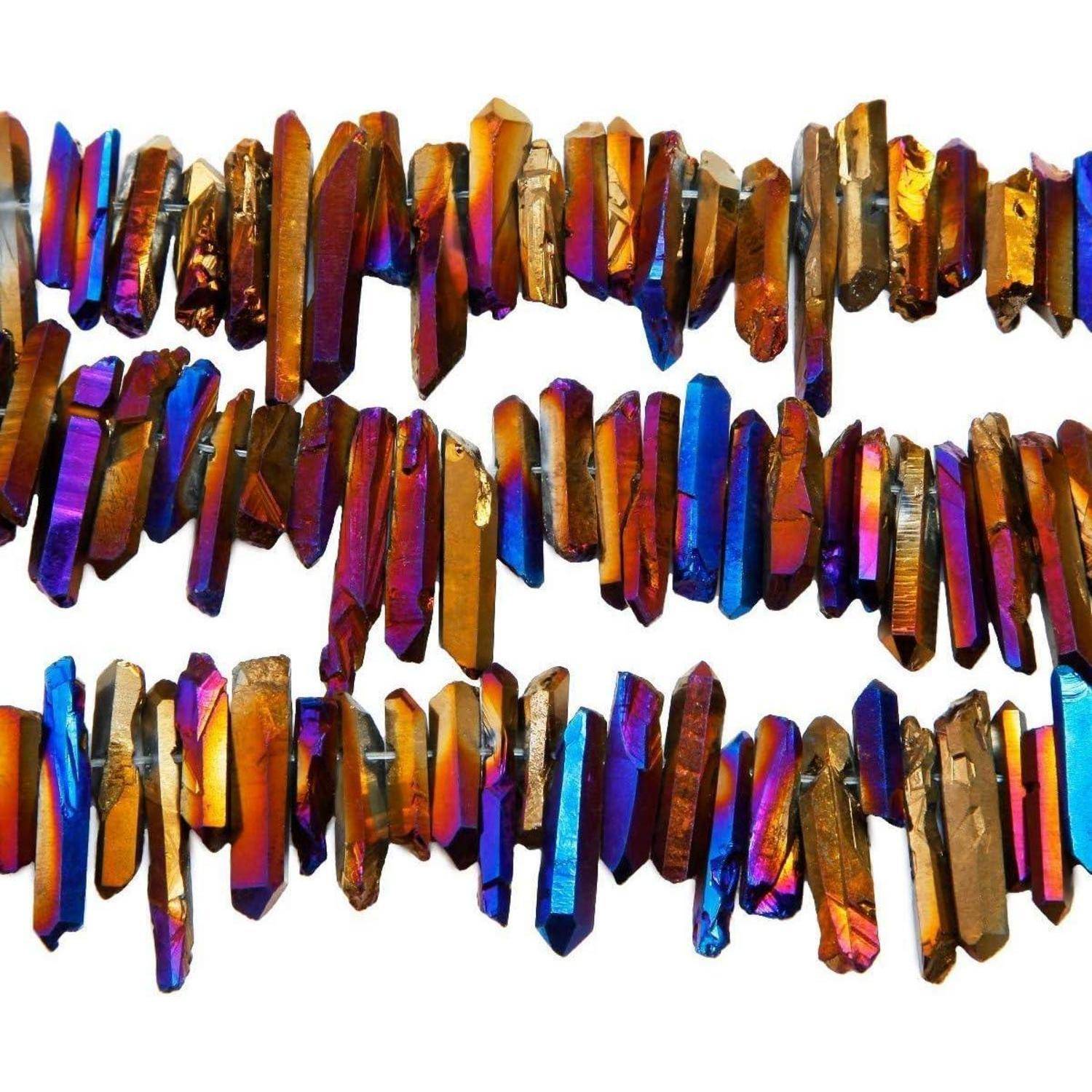 Perlen Quarz Kristallpunkt Regenbogen Lila grob 12mm 35mm Perlen