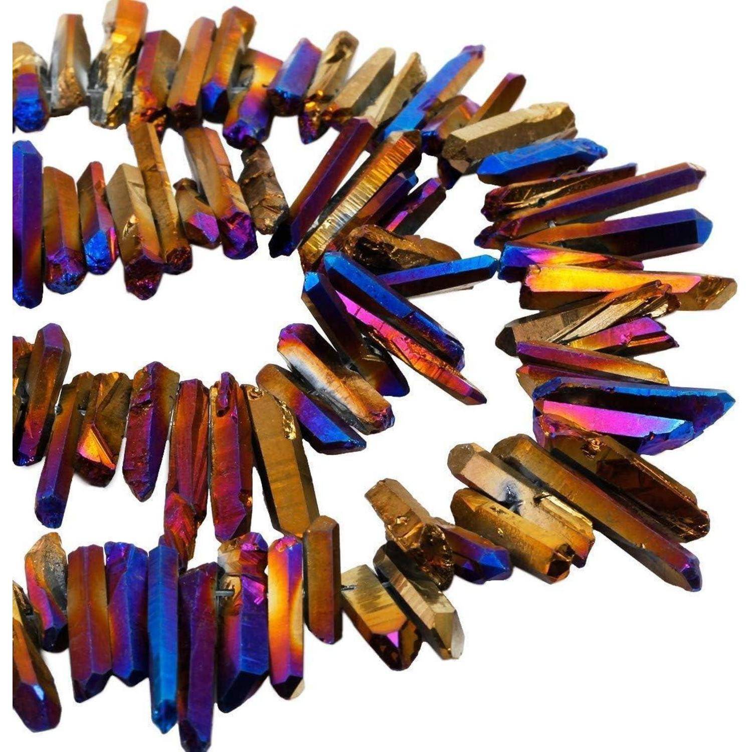 Perlen Quarz Kristallpunkt Regenbogen Lila grob 12mm 35mm Perlen