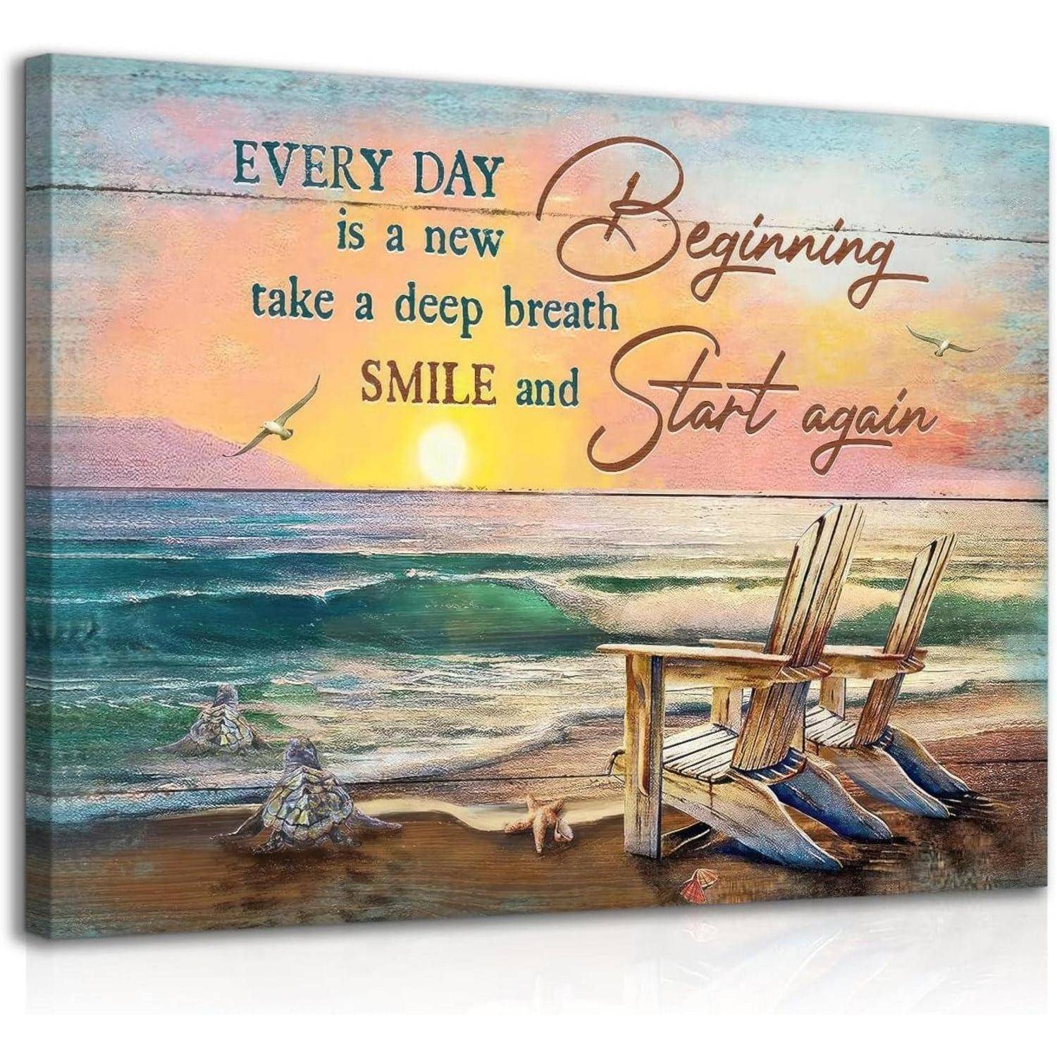 Wandkunst Vintage Meer Schildkröte Zitate 16x12 Zoll Strand Gerahmt