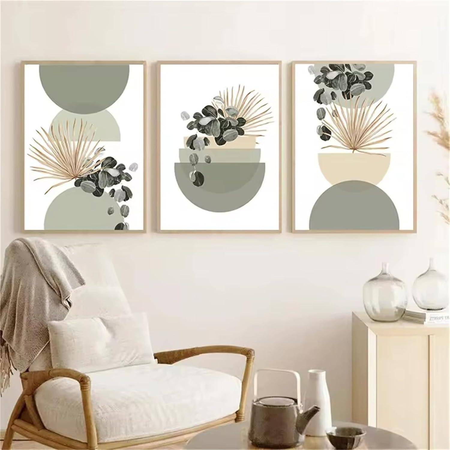 Poster Set 3teilig Boho Grüne Pflanze 30x40cm B 30x40cm