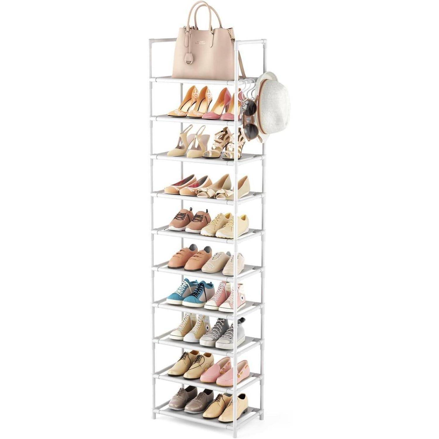 Schuhregal 10 Ebenen Schuhorganizer 20 Paar Weiß