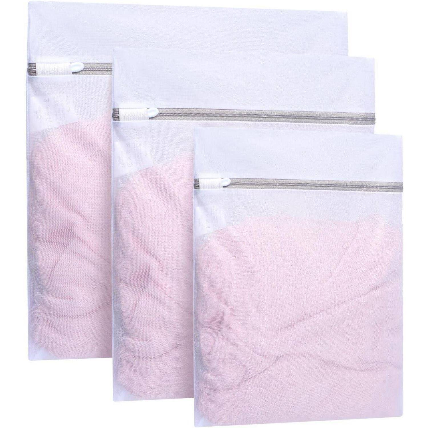 Wäschesack Mesh Waschmaschine Wäschebeutel 3 Set 1L 1M 1S Weißes Netz