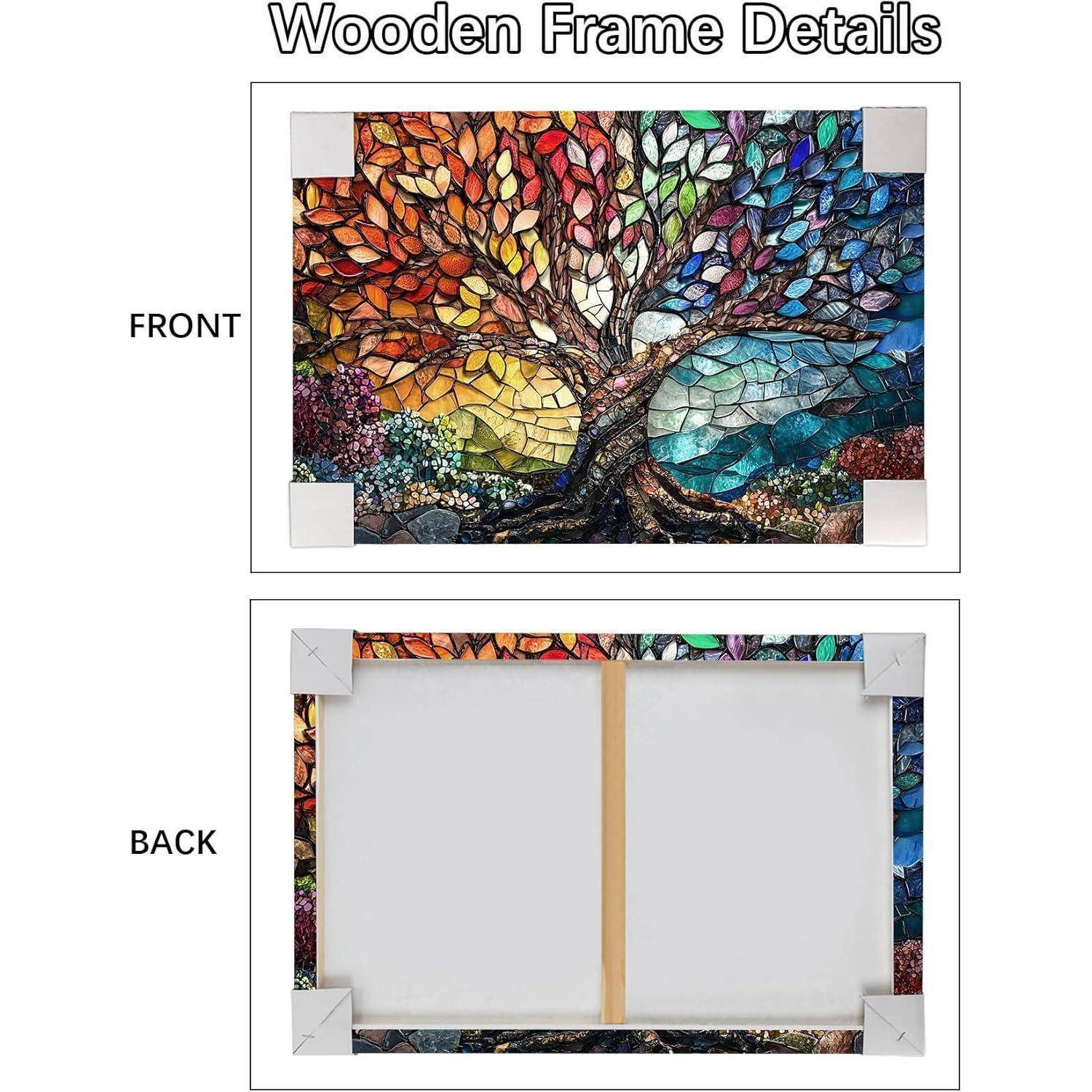Leinwandbild Edelstein 40L x 60B cm Edelstein Glas Baum des Lebens