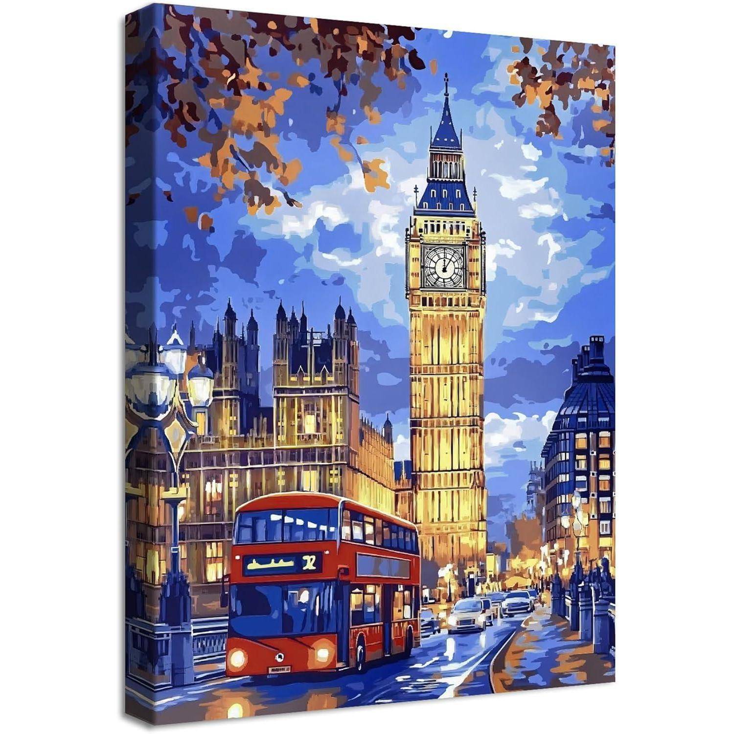Leinwandbild Londoner 40L x 60B cm Londoner Stadt Großer Ben Roter Bus