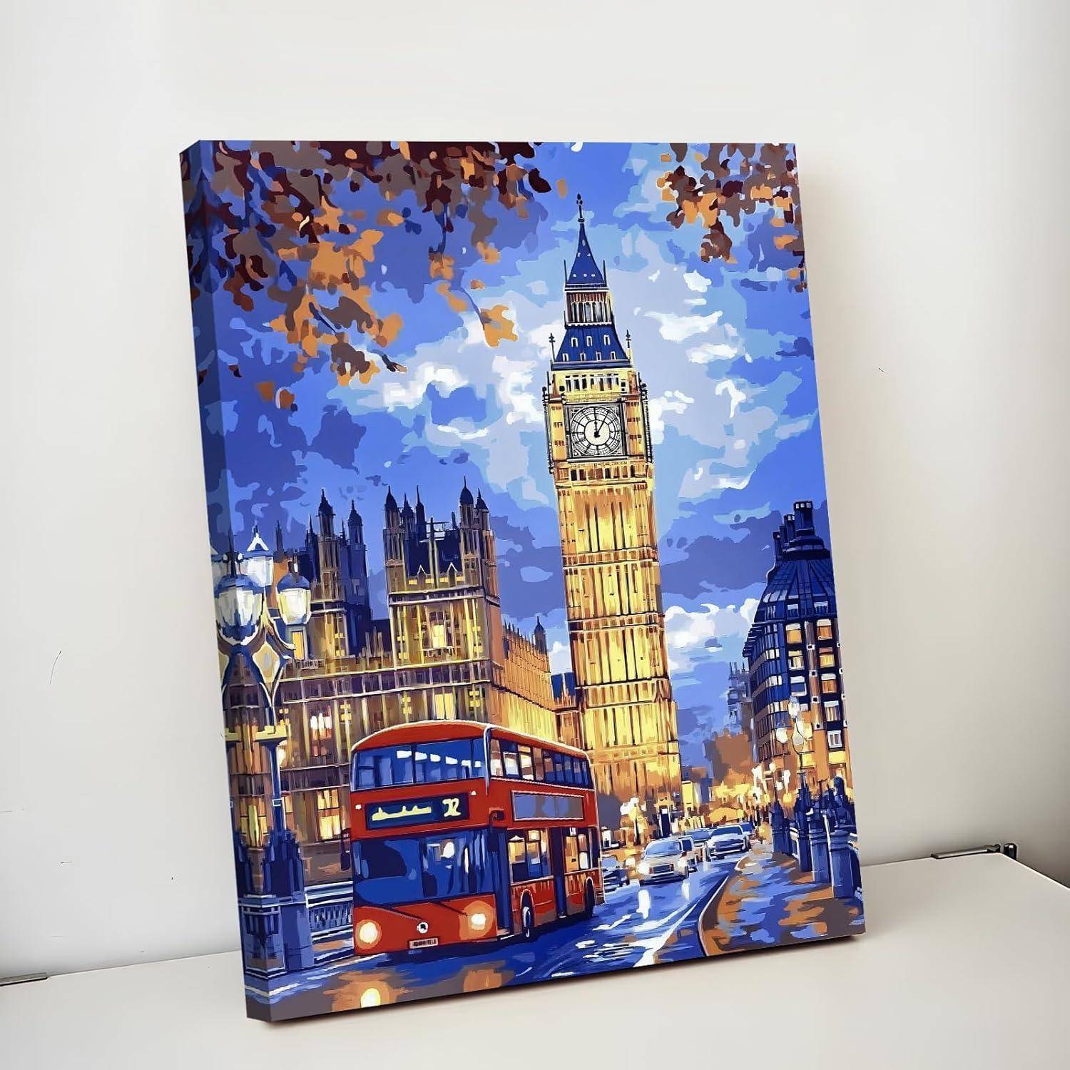 Leinwandbild 30L x 40B cm Londoner Stadt Großer Ben Roter Bus