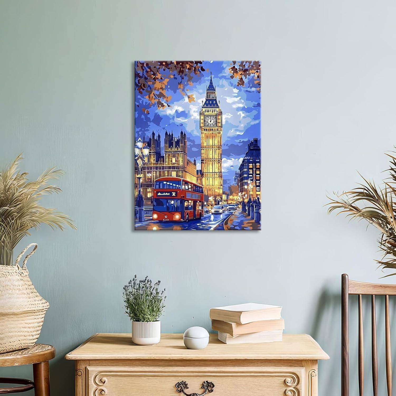 Leinwandbild 30L x 40B cm Londoner Stadt Großer Ben Roter Bus