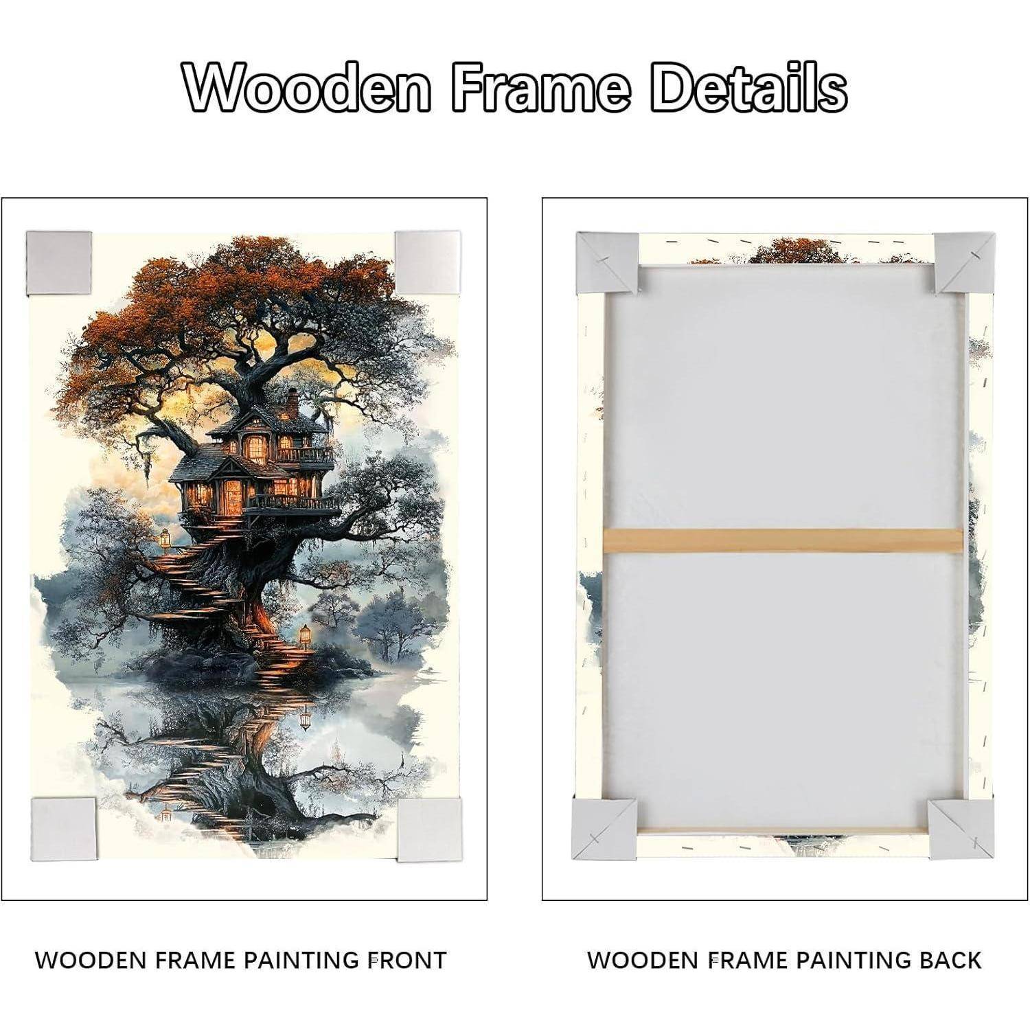 Leinwandbild Mystischer Wald 40L x 60B cm Mystischer Wald Baumhaus