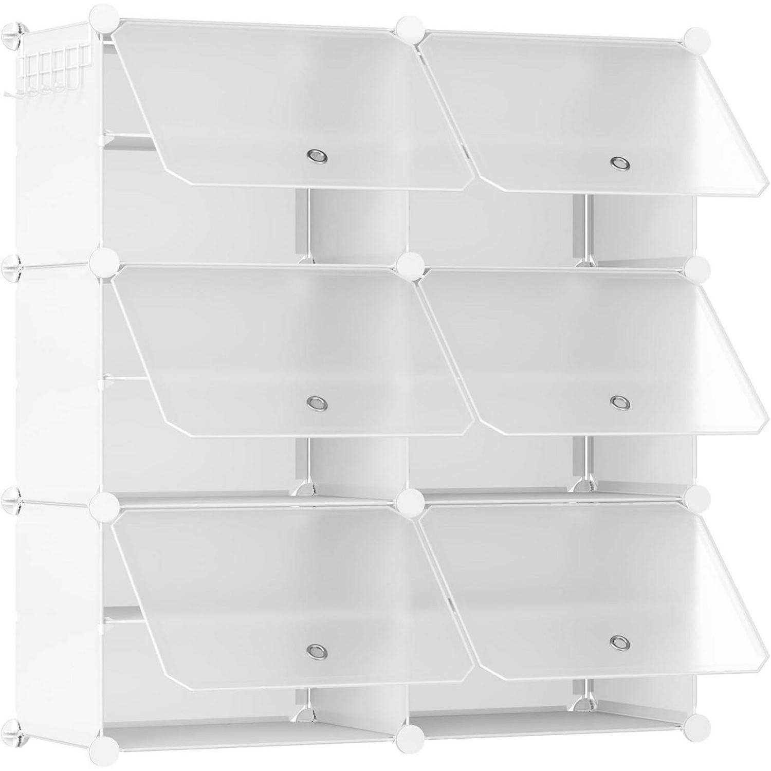 Schuhregal 6 Fächer 24 6 Fächern 80 x 30 x 90 cm Weiß Halbtransparent