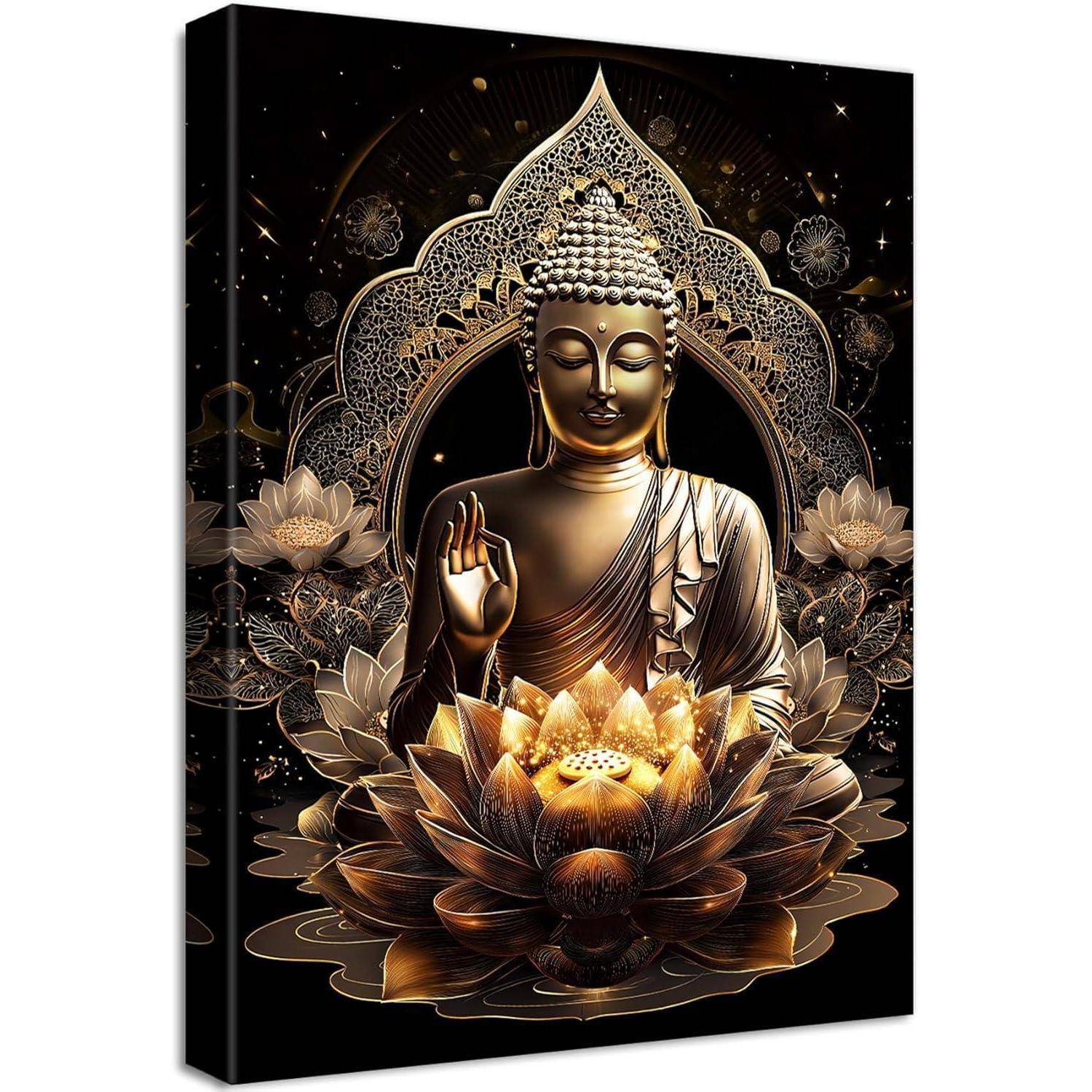 Leinwandbild Bronze Buddha Statue 30L x 40B cm Bronze Buddha Statue