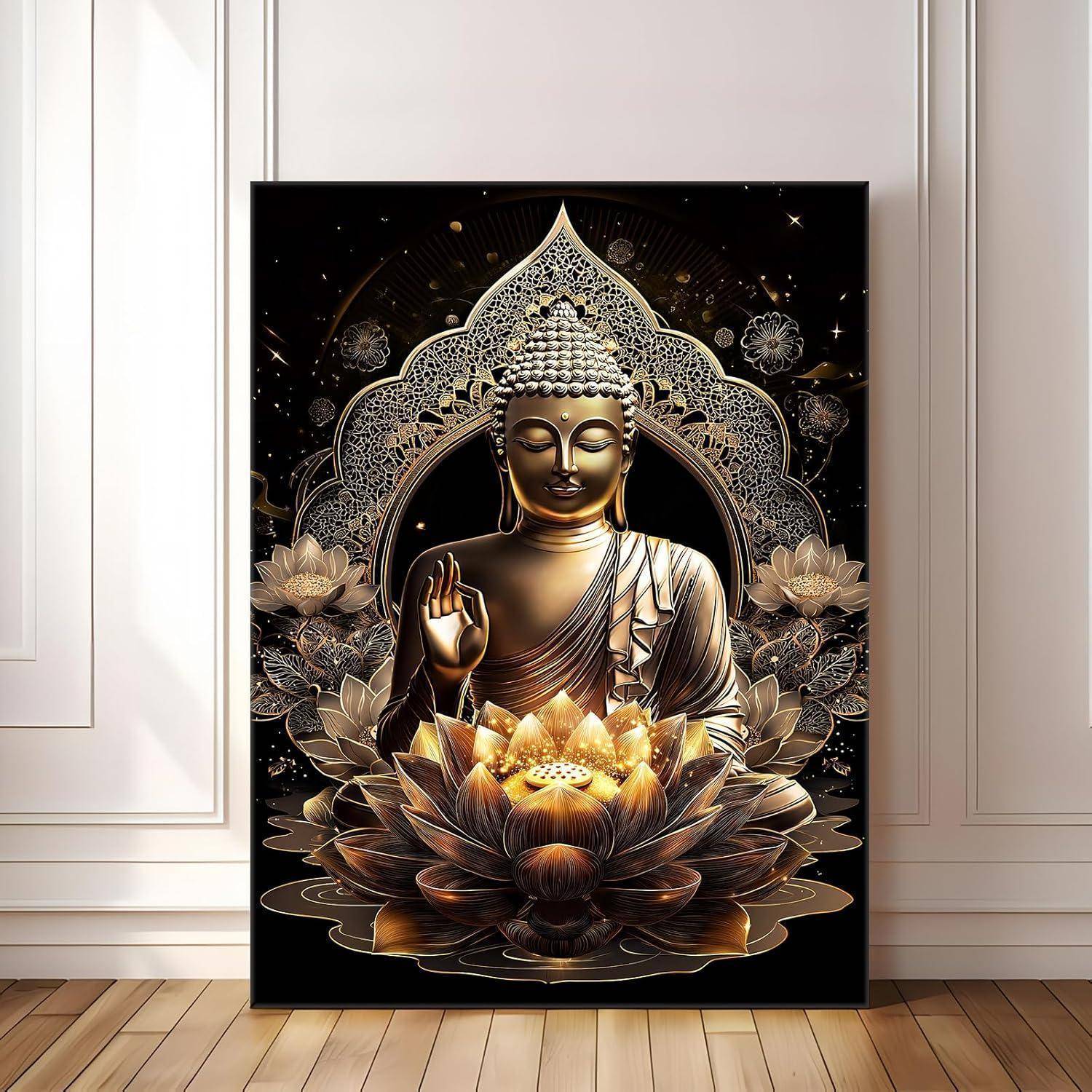 Leinwandbild Bronze Buddha Statue 30L x 40B cm Bronze Buddha Statue