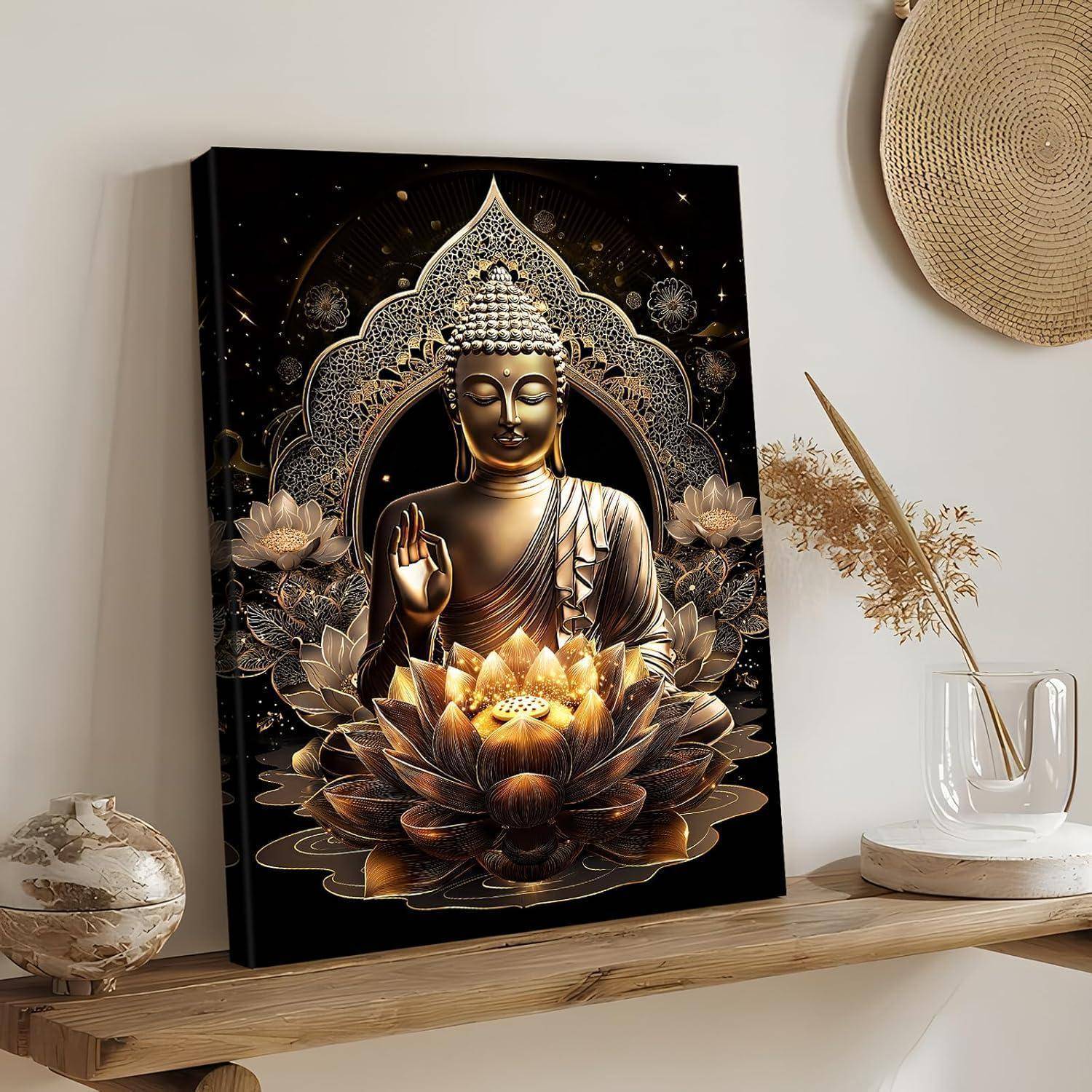 Leinwandbild Bronze Buddha Statue 30L x 40B cm Bronze Buddha Statue