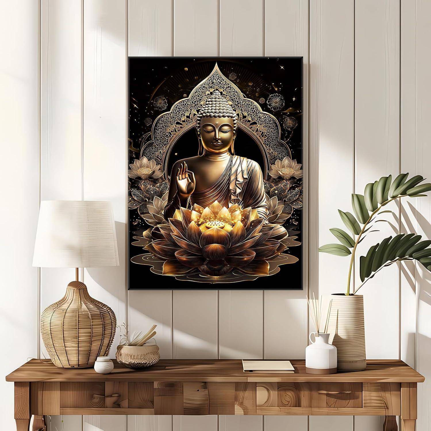 Leinwandbild Bronze Buddha Statue 30L x 40B cm Bronze Buddha Statue
