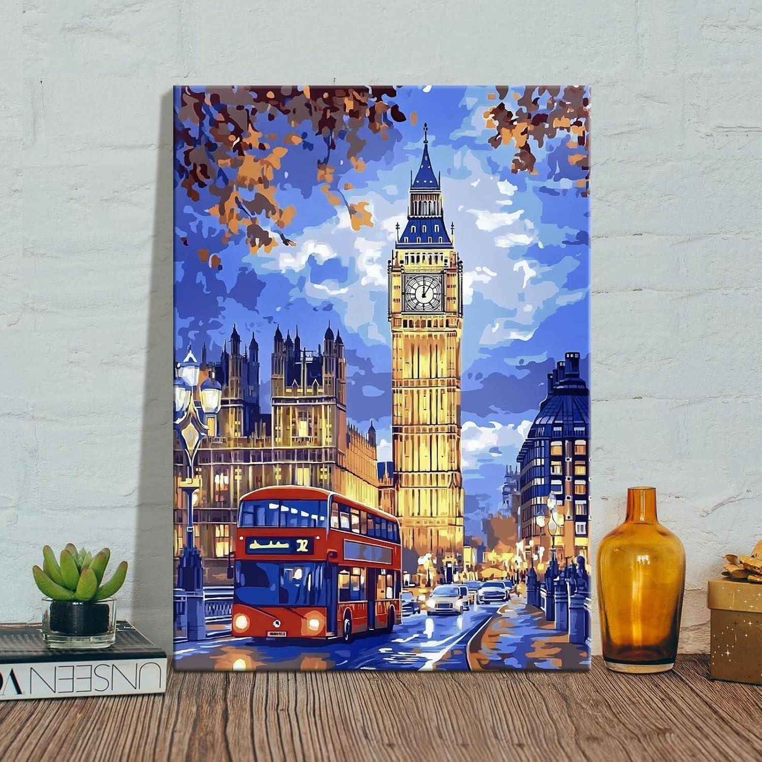 Leinwandbild Londoner 40L x 60B cm Londoner Stadt Großer Ben Roter Bus