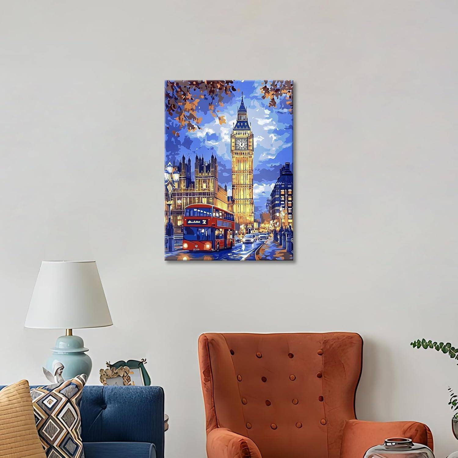 Leinwandbild Londoner 40L x 60B cm Londoner Stadt Großer Ben Roter Bus