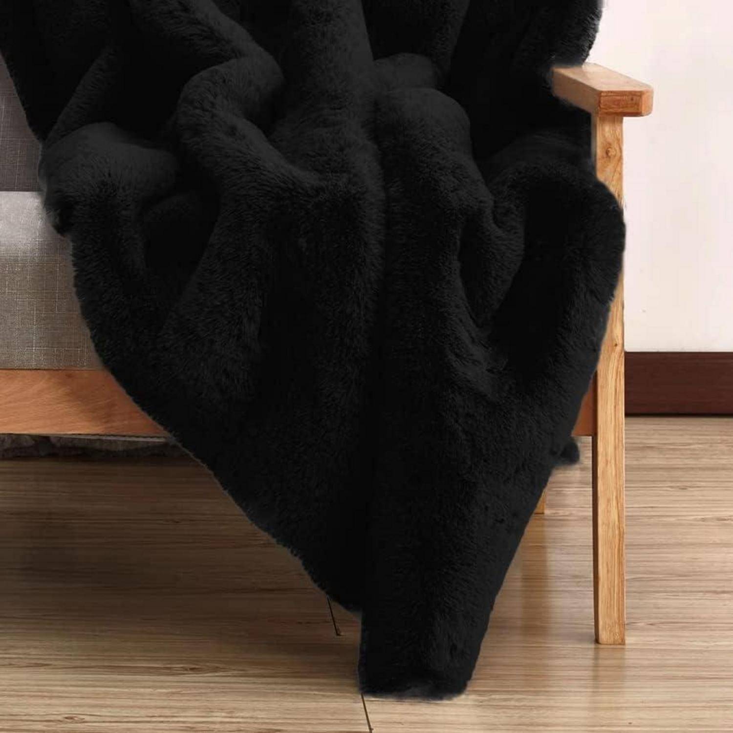 Teppich Fellteppich Kunstfell 150 x 240 cm (Rechteckig) Schwarz