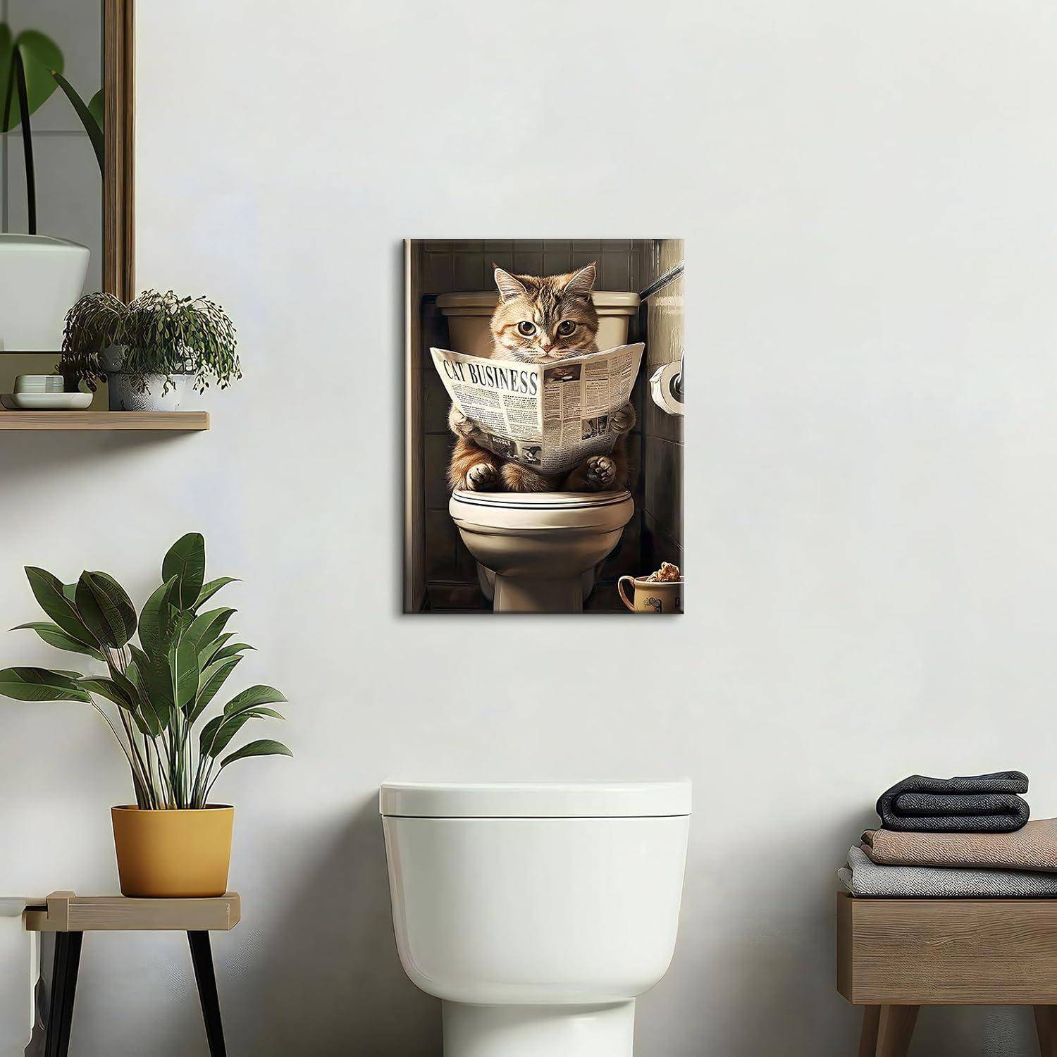 Leinwandbild Katze 30L x 40B cm Kätzchen Katze liest die Zeitung