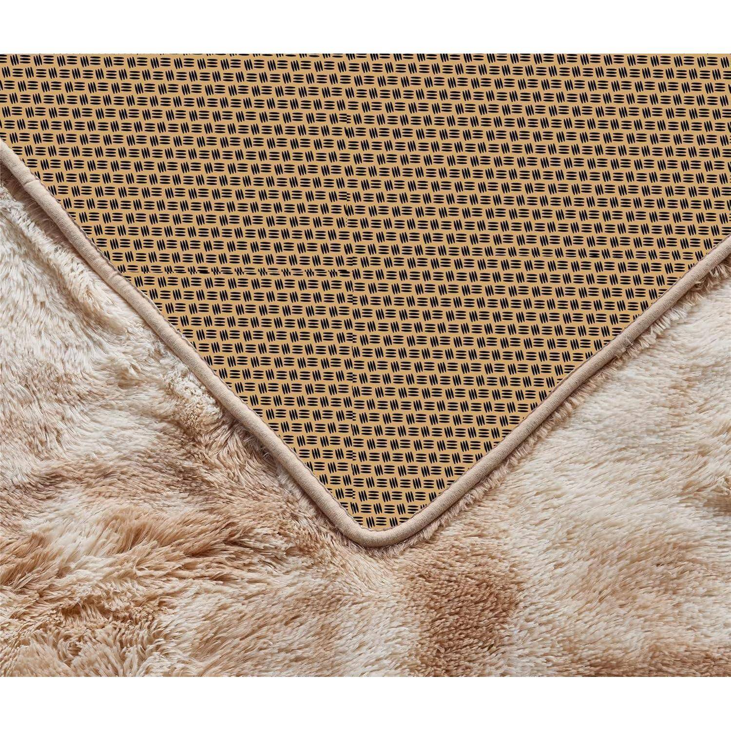 Teppich Hochflor Shaggy Wohnzimmer Schlafzimmer Khaki 80 x 150 cm