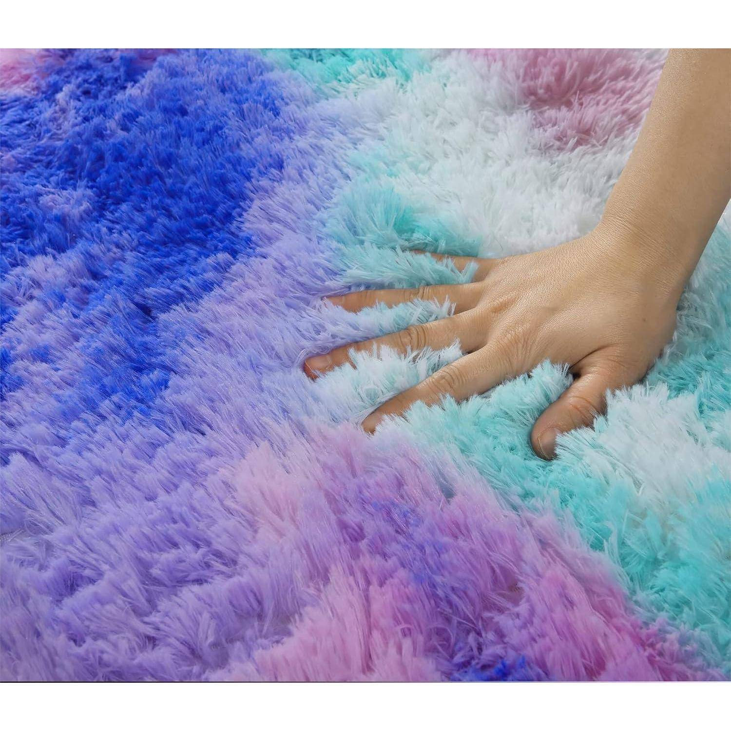 Teppich Hochflor Shaggy Wohnzimmer Schlafzimmer Blau Lila 200 x 300 cm