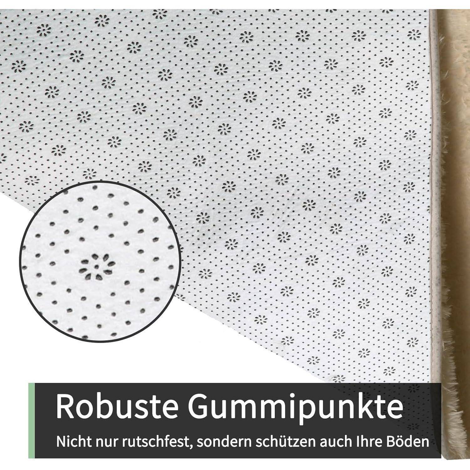 Teppich Hochflor Waschbar Antirutsch Beige 240 x 340 cm (Rechteckig)