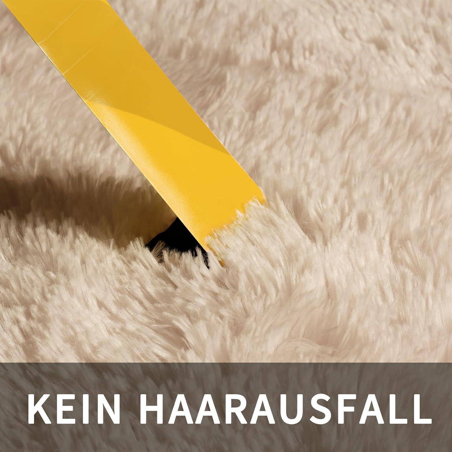 Teppich Hochflor Waschbar Antirutsch Beige 240 x 340 cm (Rechteckig)