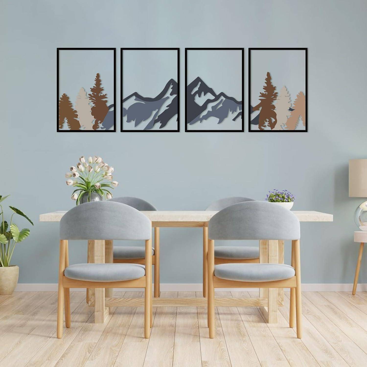 Wandkunst Metall Berg 71x22 inches 180x56 cm Gebirgswald Bunt