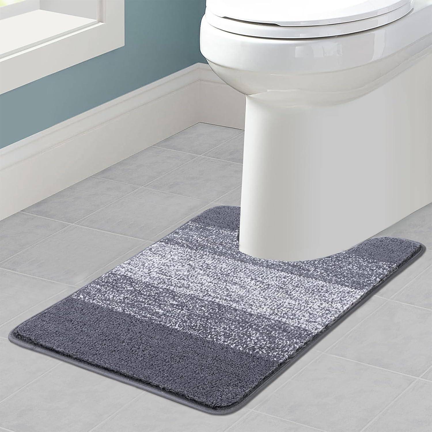 WC Teppich U Form saugfähig rutschfest waschbar Grau 50 x 60 cm
