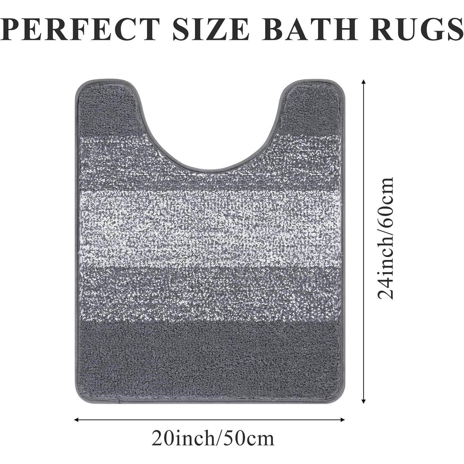 WC Teppich U Form saugfähig rutschfest waschbar Grau 50 x 60 cm